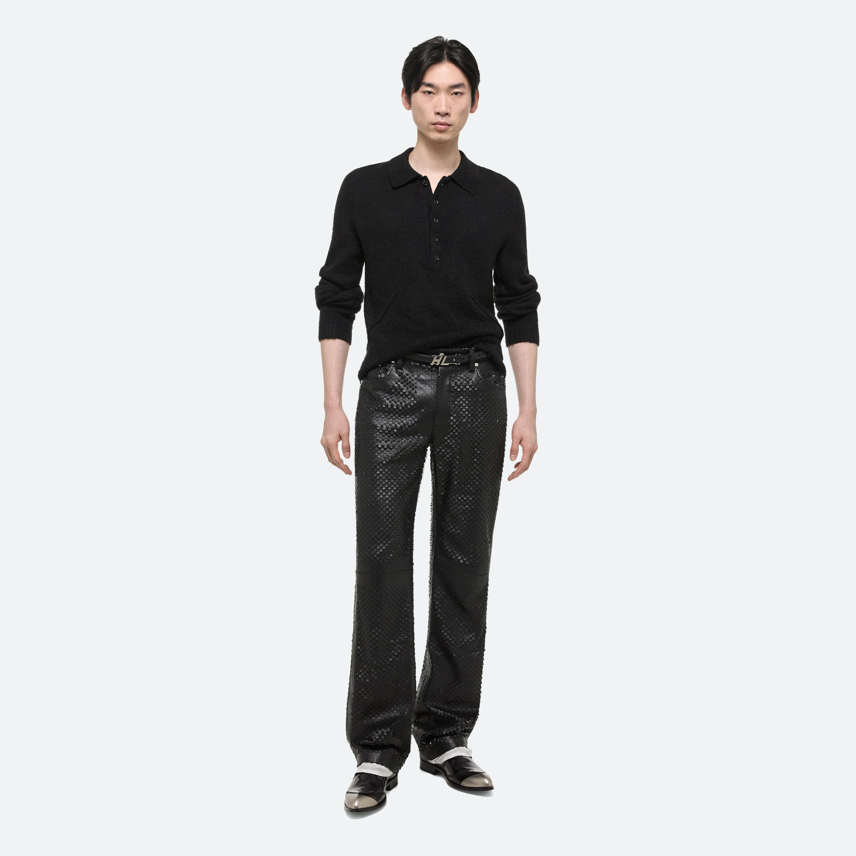 Shop Helmut Lang Hole-punched Worker Pants In Black