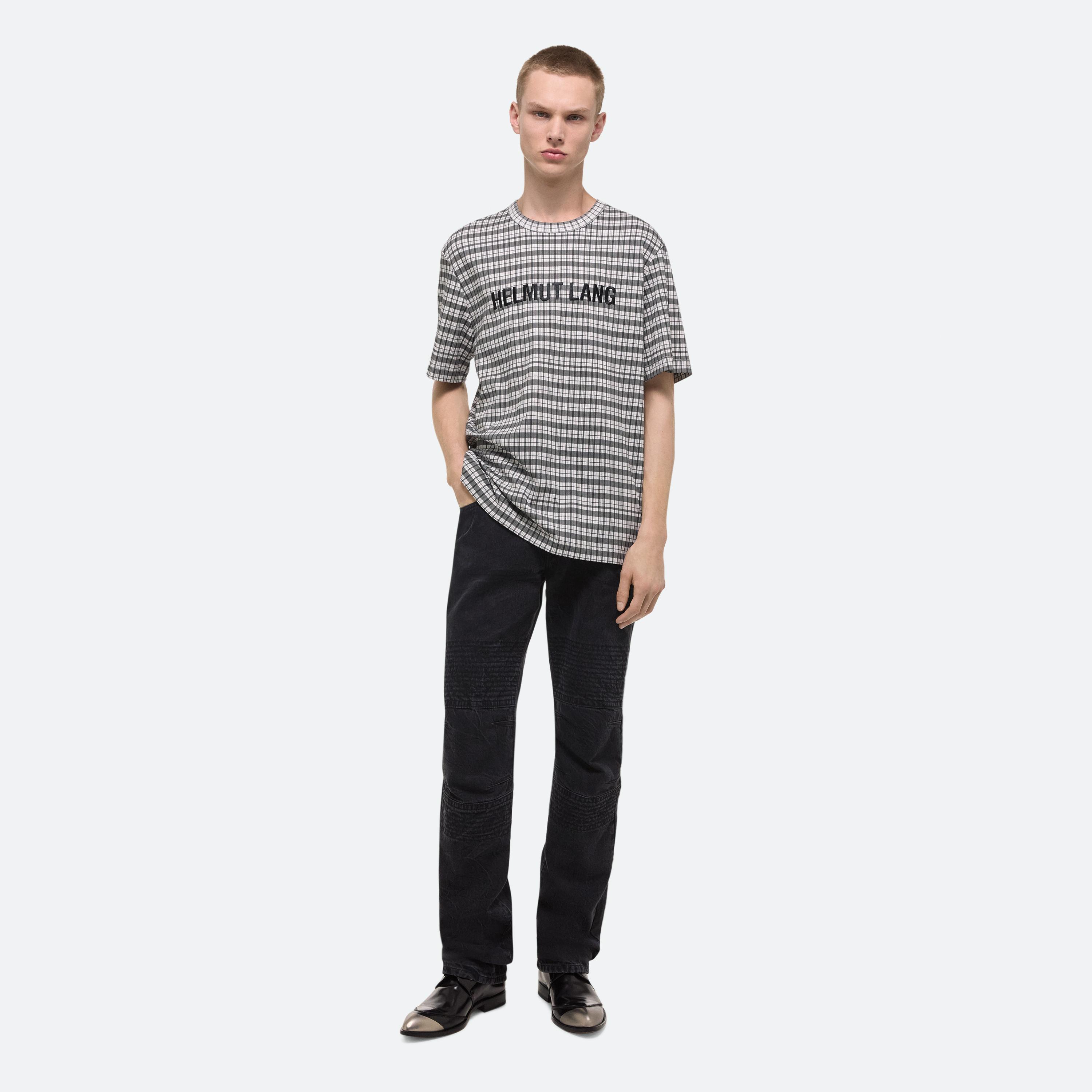 Helmut Lang Printed Logo Tee In Mini Digital Check Black
