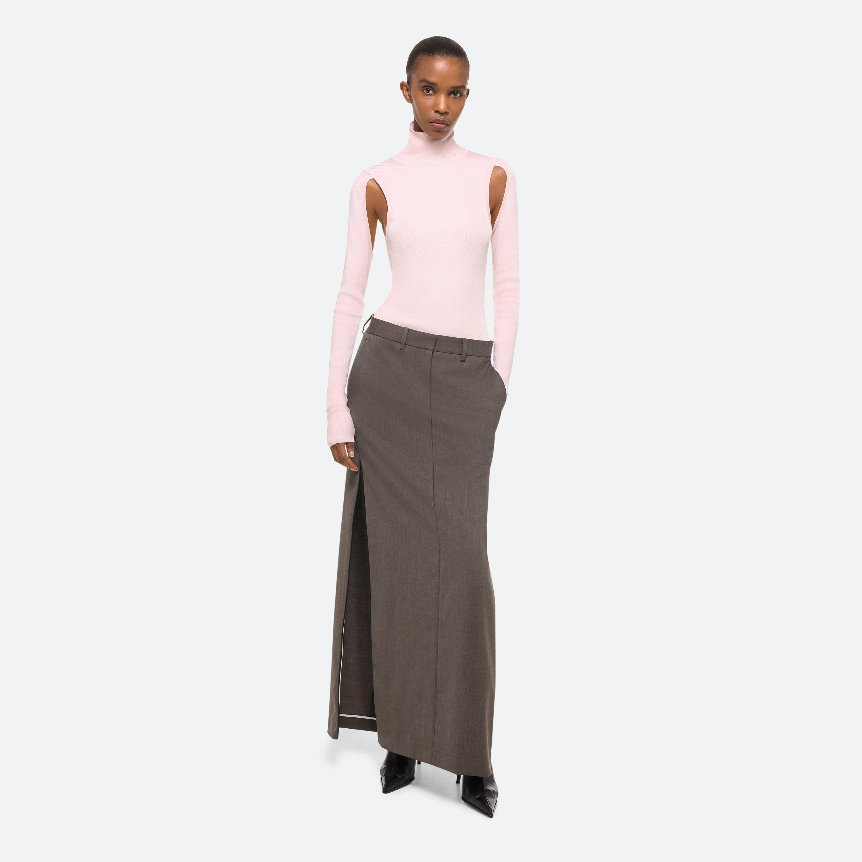 Shop Helmut Lang Zip Maxi Skirt In Light Brown Melange