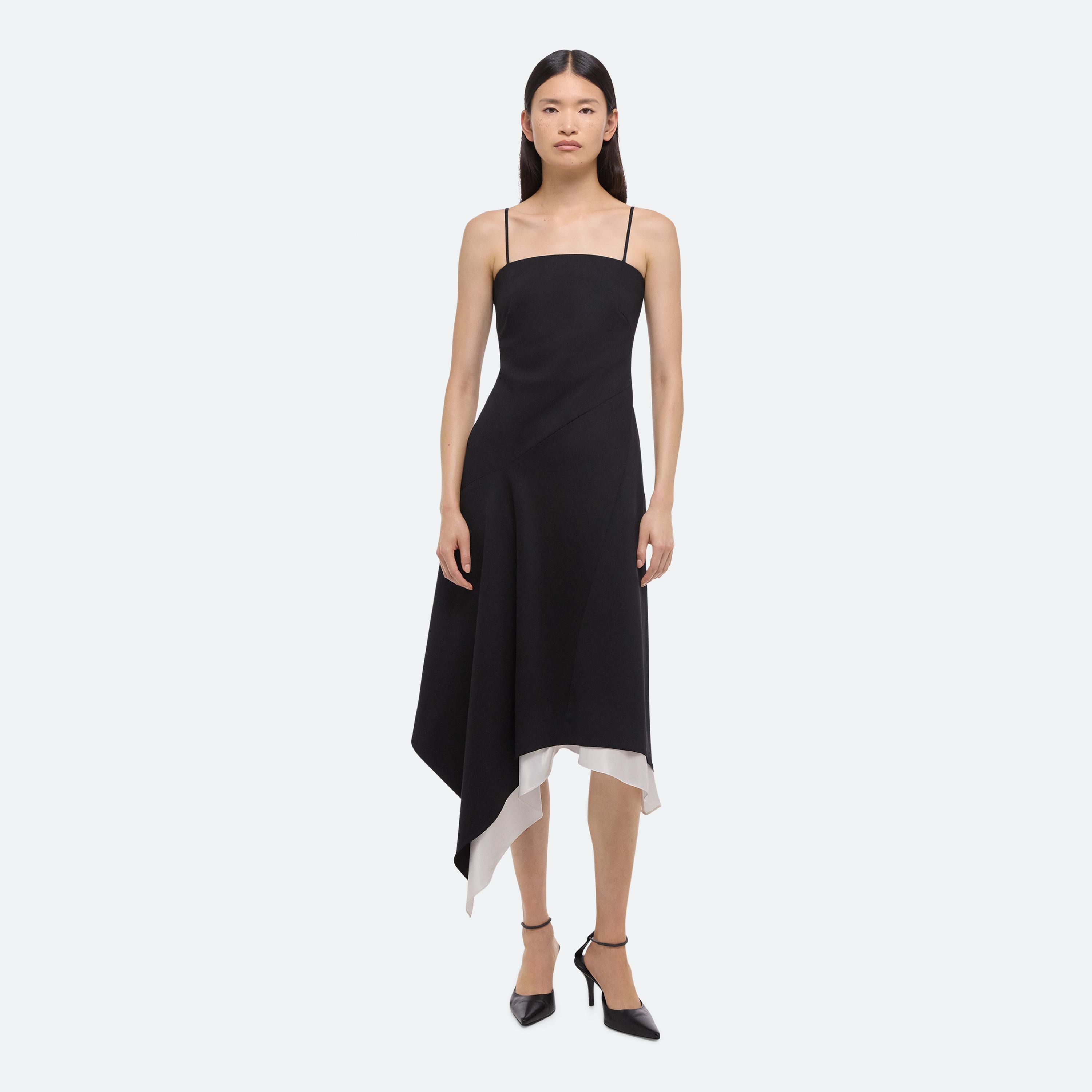 Shop Helmut Lang Scarf Hem Dress In Black