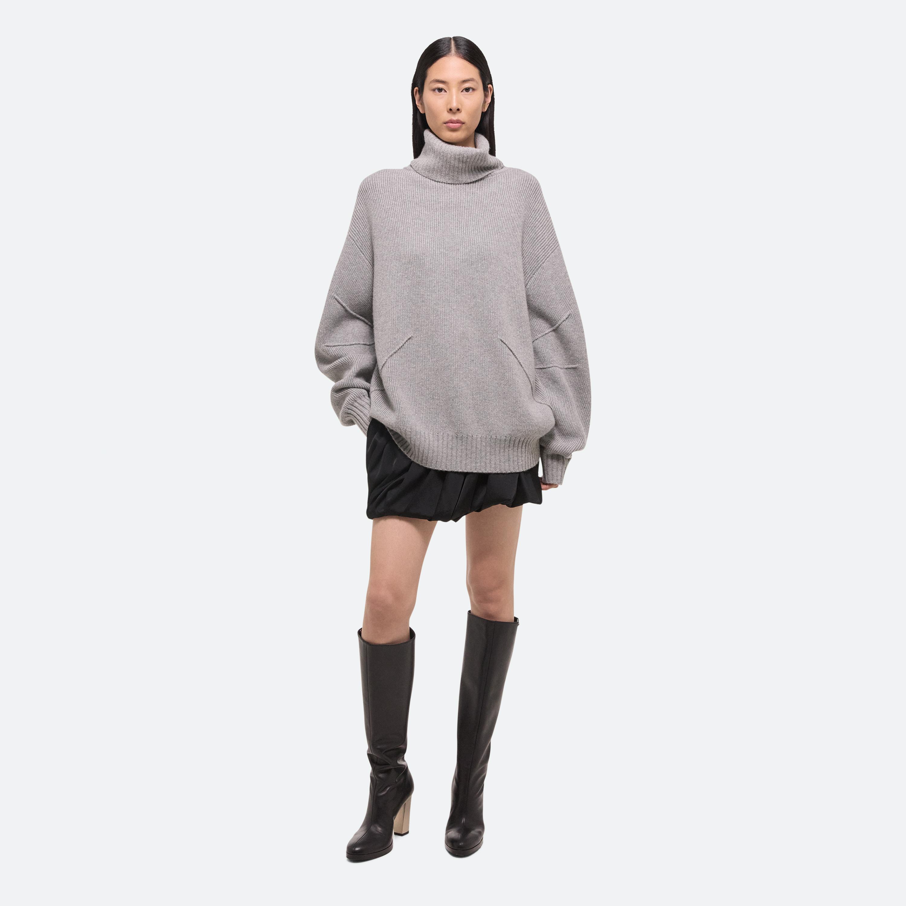 Shop Helmut Lang Apex Turtleneck Sweater In Lt Grey Melange