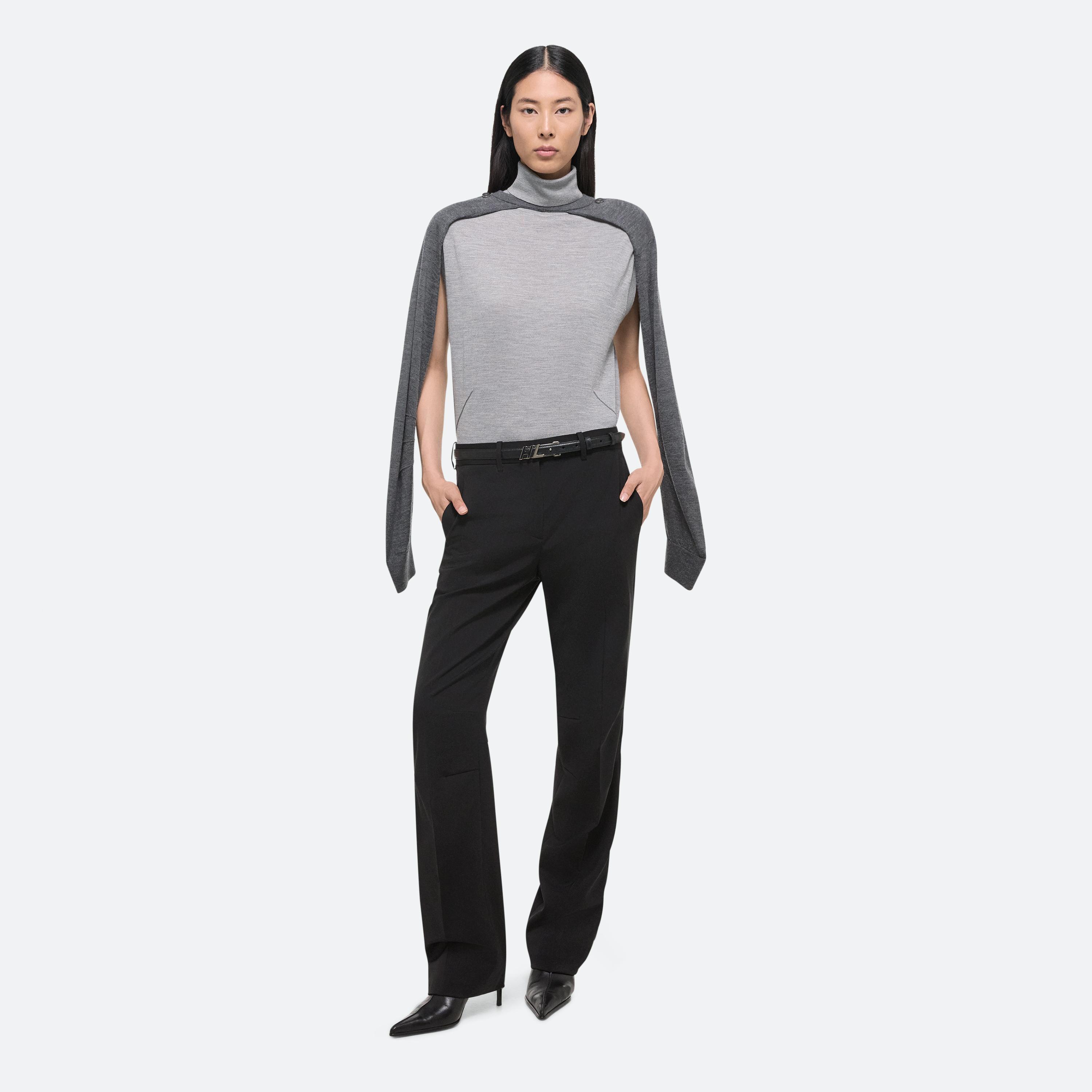 Shop Helmut Lang Apex Shrug Turtleneck Sweater In Light Heather Grey/grey