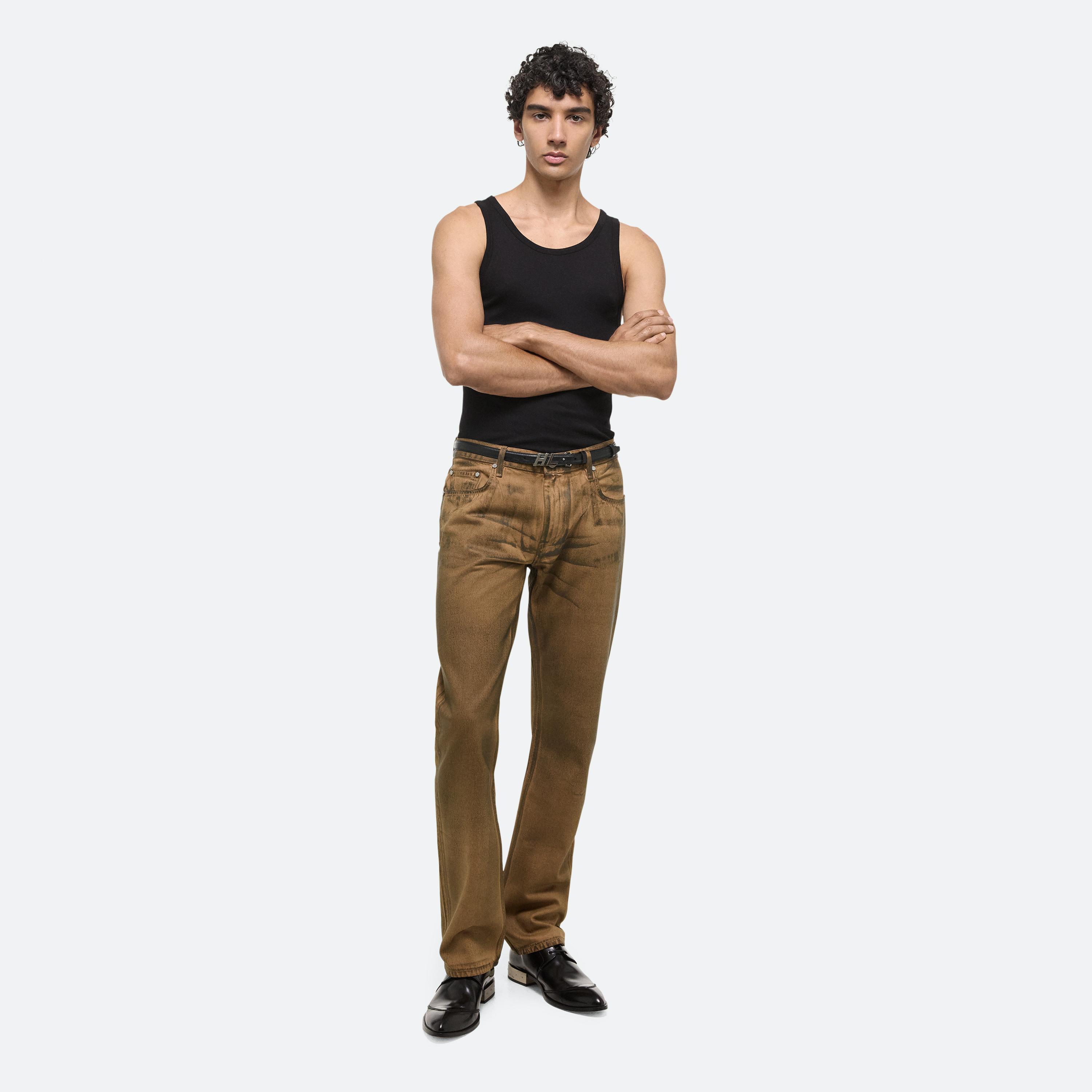 Shop Helmut Lang Worker Jeans In Waxed Oil Stain