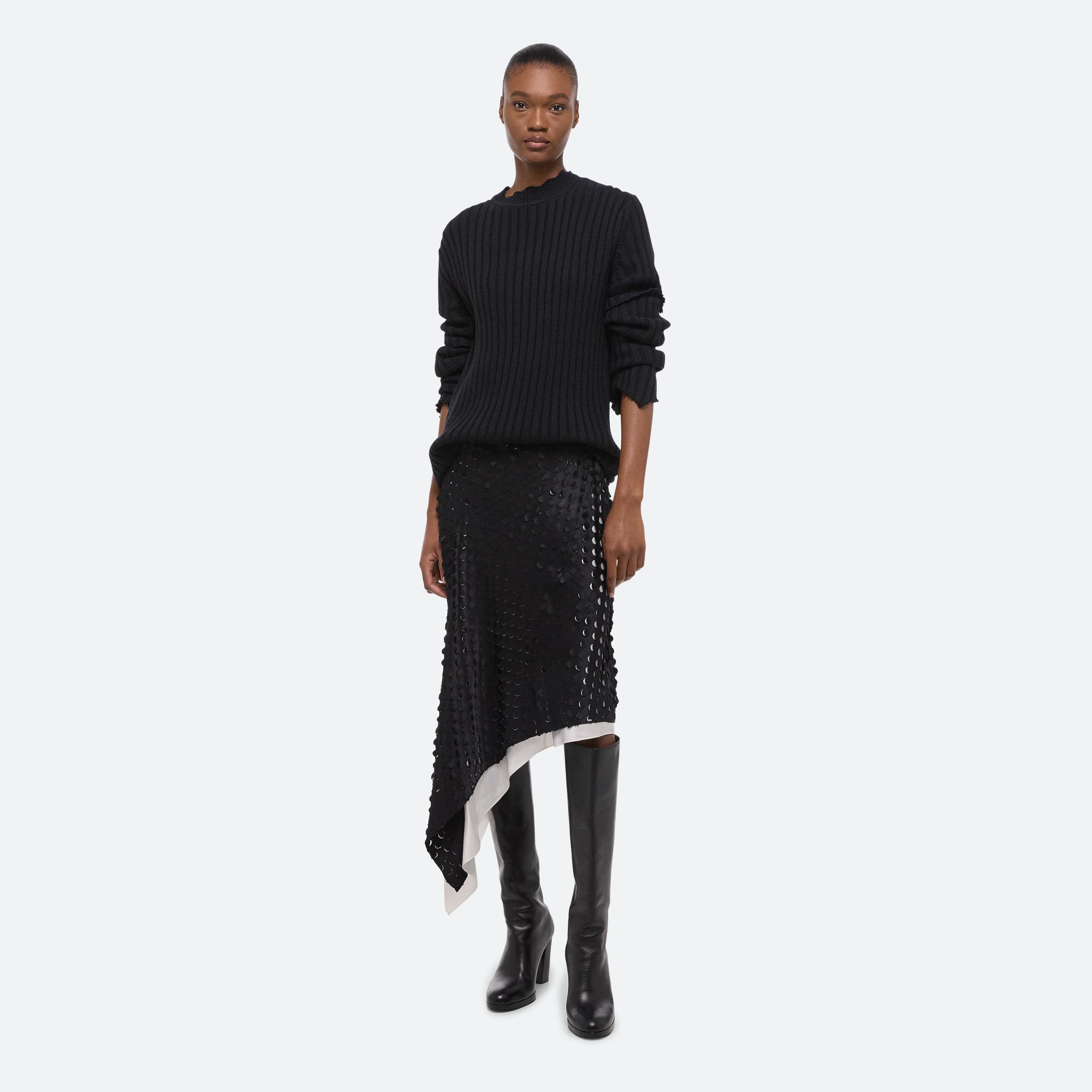 Helmut Lang Hole-punched Scarf Hem Skirt In Black