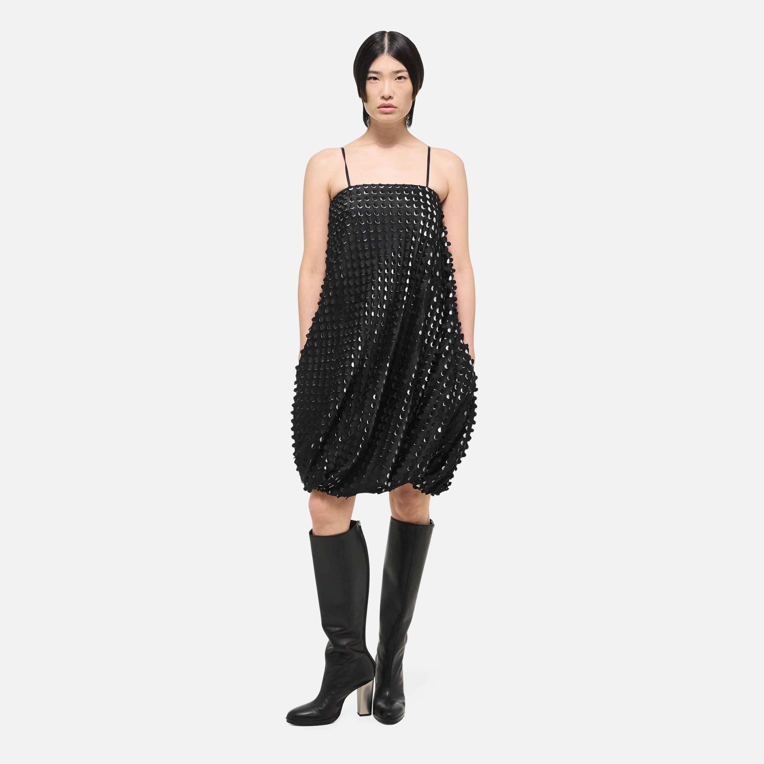 Shop Helmut Lang Hole-punched Bubble Dress In Gradient Hp Black