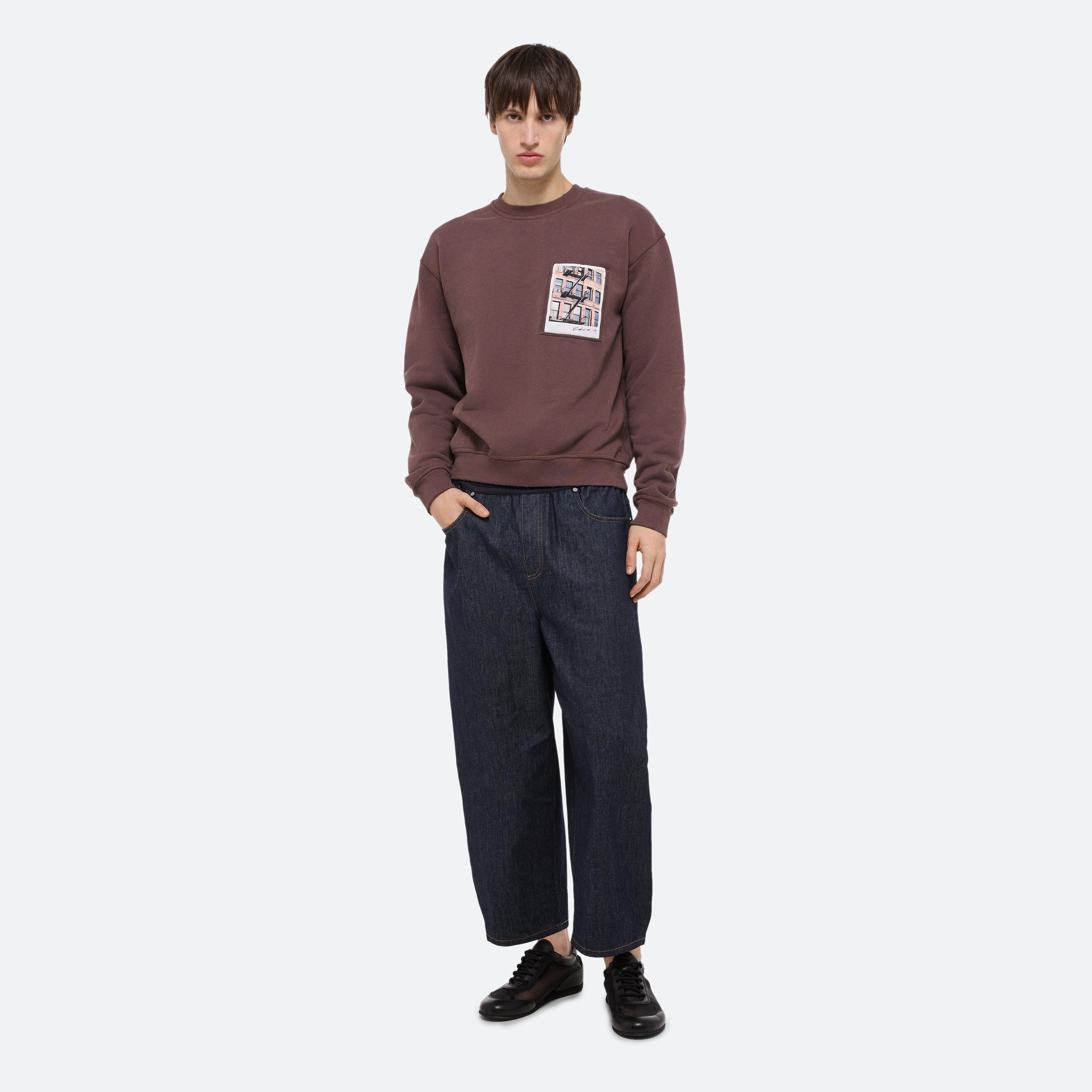 Helmut Lang Postcard Crewneck: Brooklyn In Brick