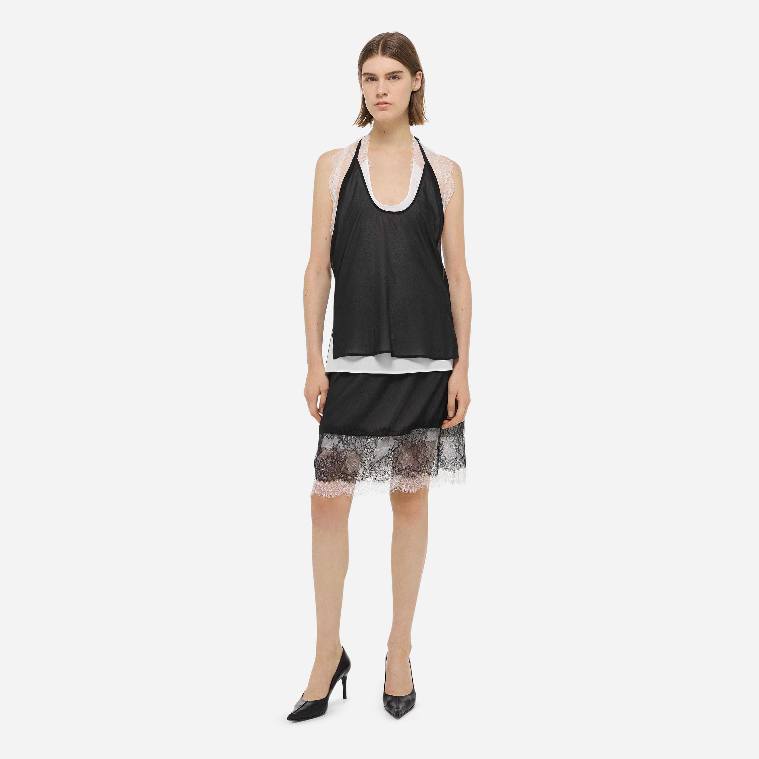 Helmut Lang Lace Slip Skirt In Blue