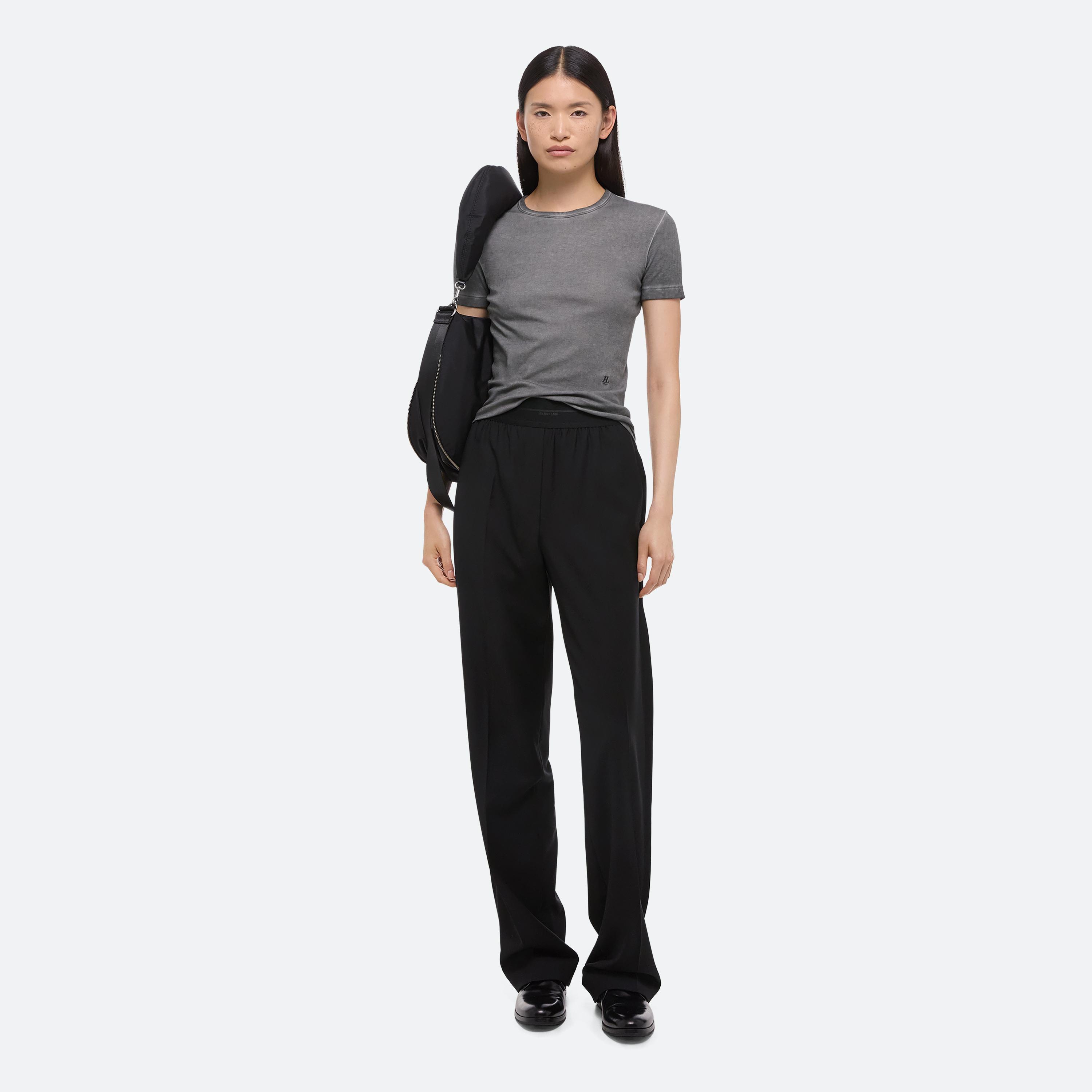 Helmut Lang Garment-dyed Shrunken Tee In Gunmetal