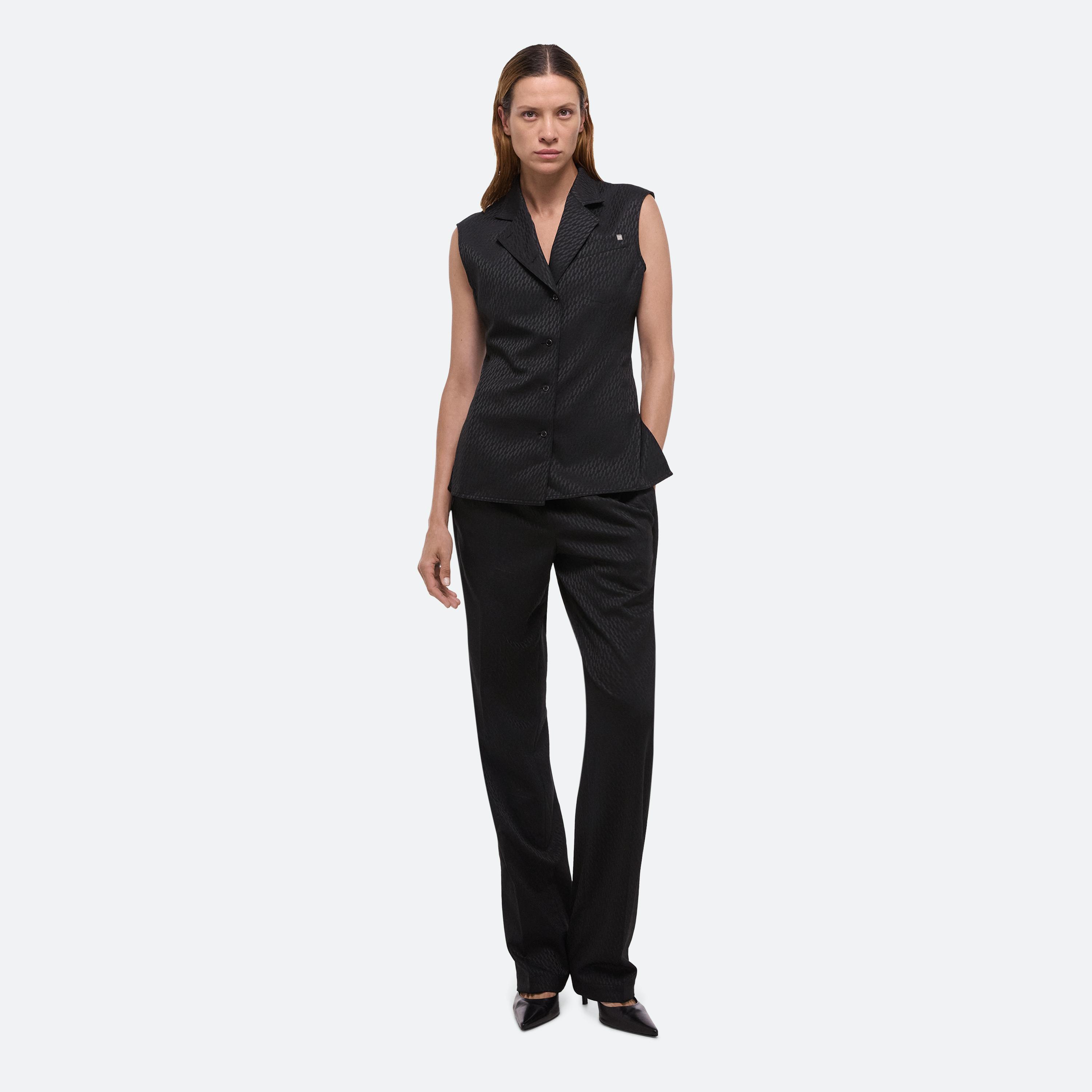 Helmut Lang Modest Jacquard Vest In Black/black
