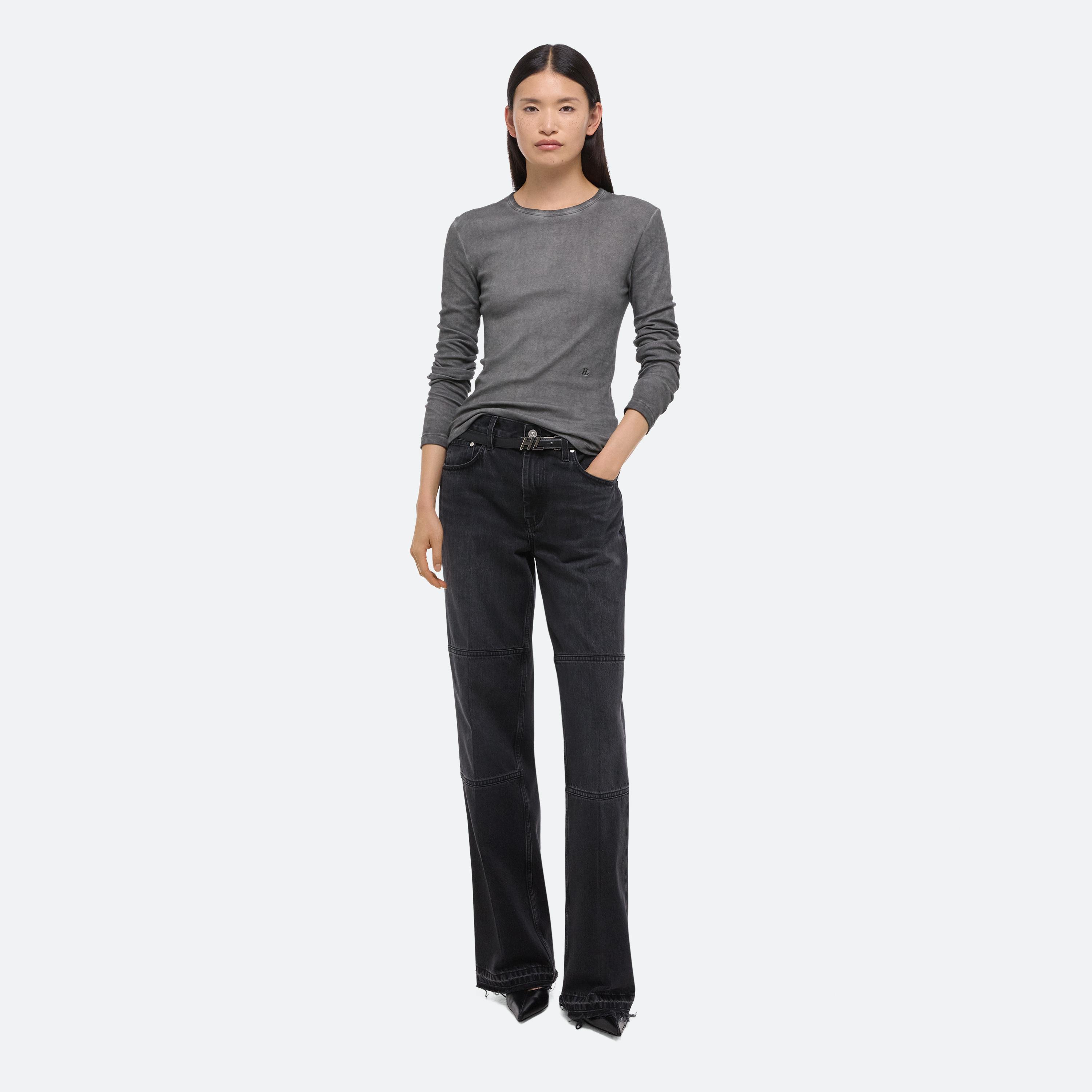 Helmut Lang Garment-dyed Long-sleeved Tee In Gunmetal
