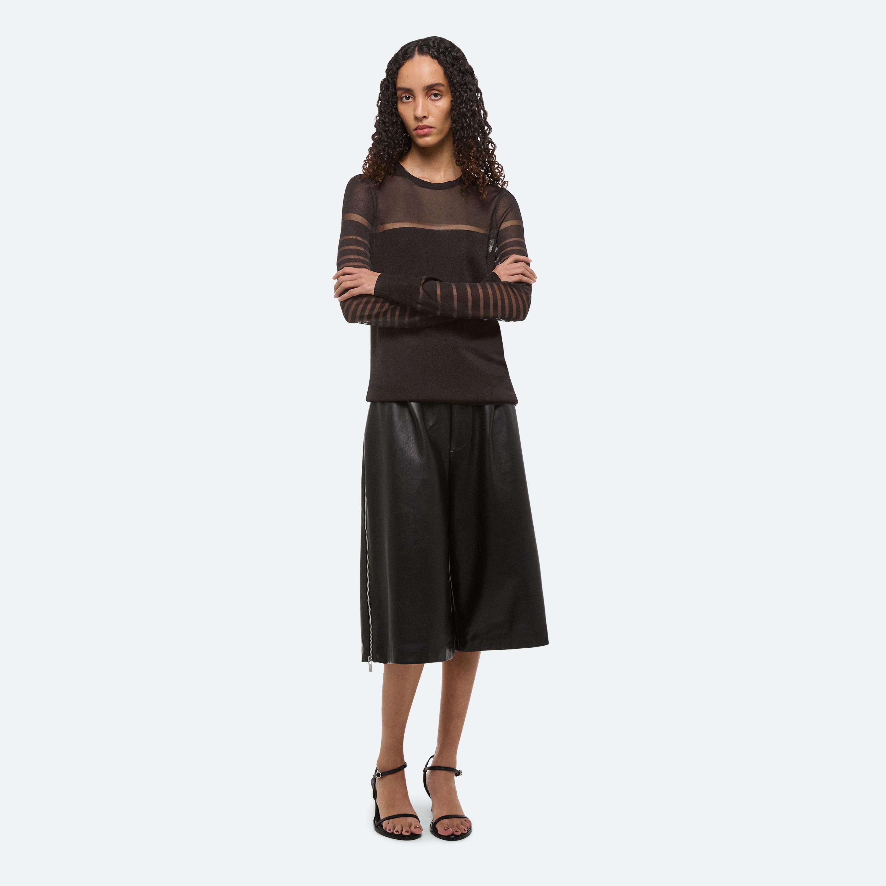 Helmut Lang Spaced Sheer Long-sleeve Top