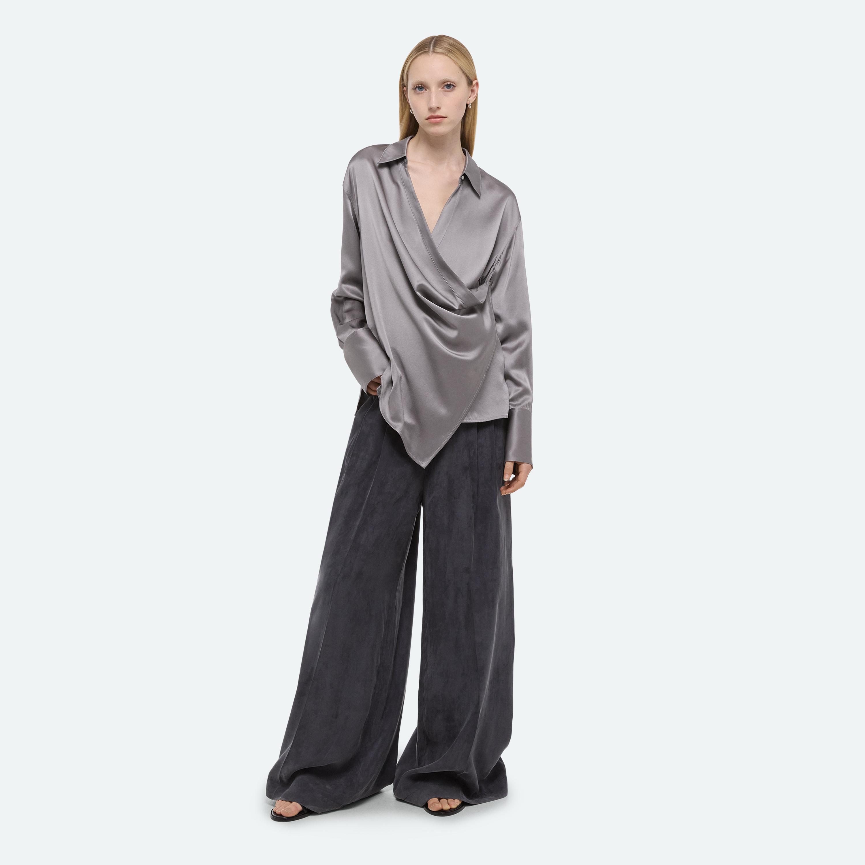 Helmut Lang Relaxed Wrap Shirt In Gray