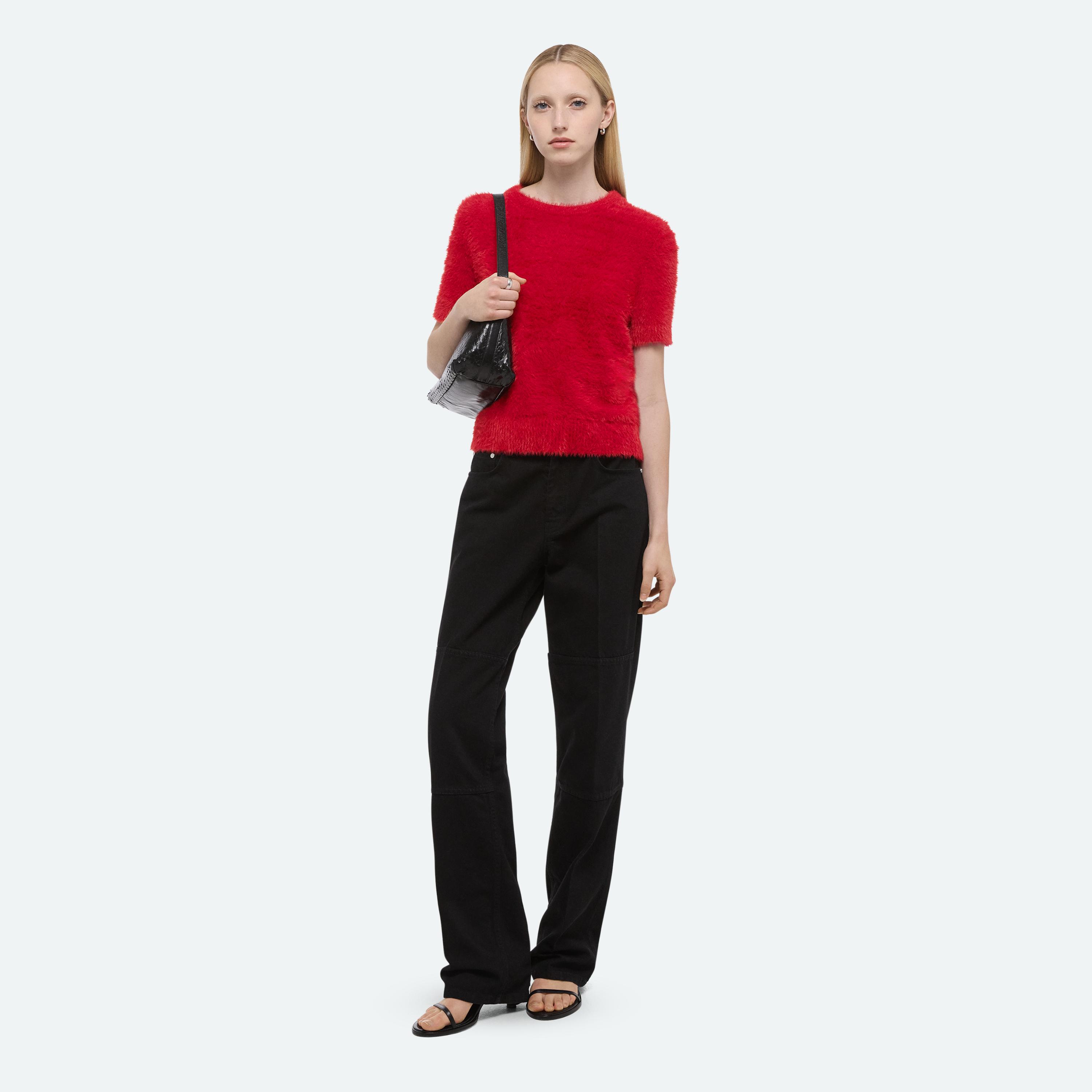 Helmut Lang Cropped Sweater Tee In Red