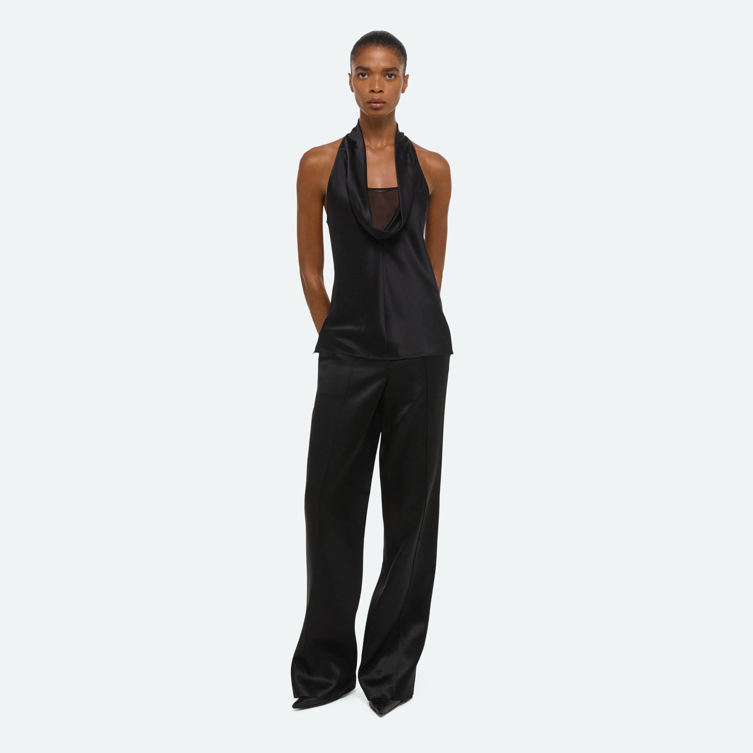 Helmut Lang Silk U-neck Top In Black