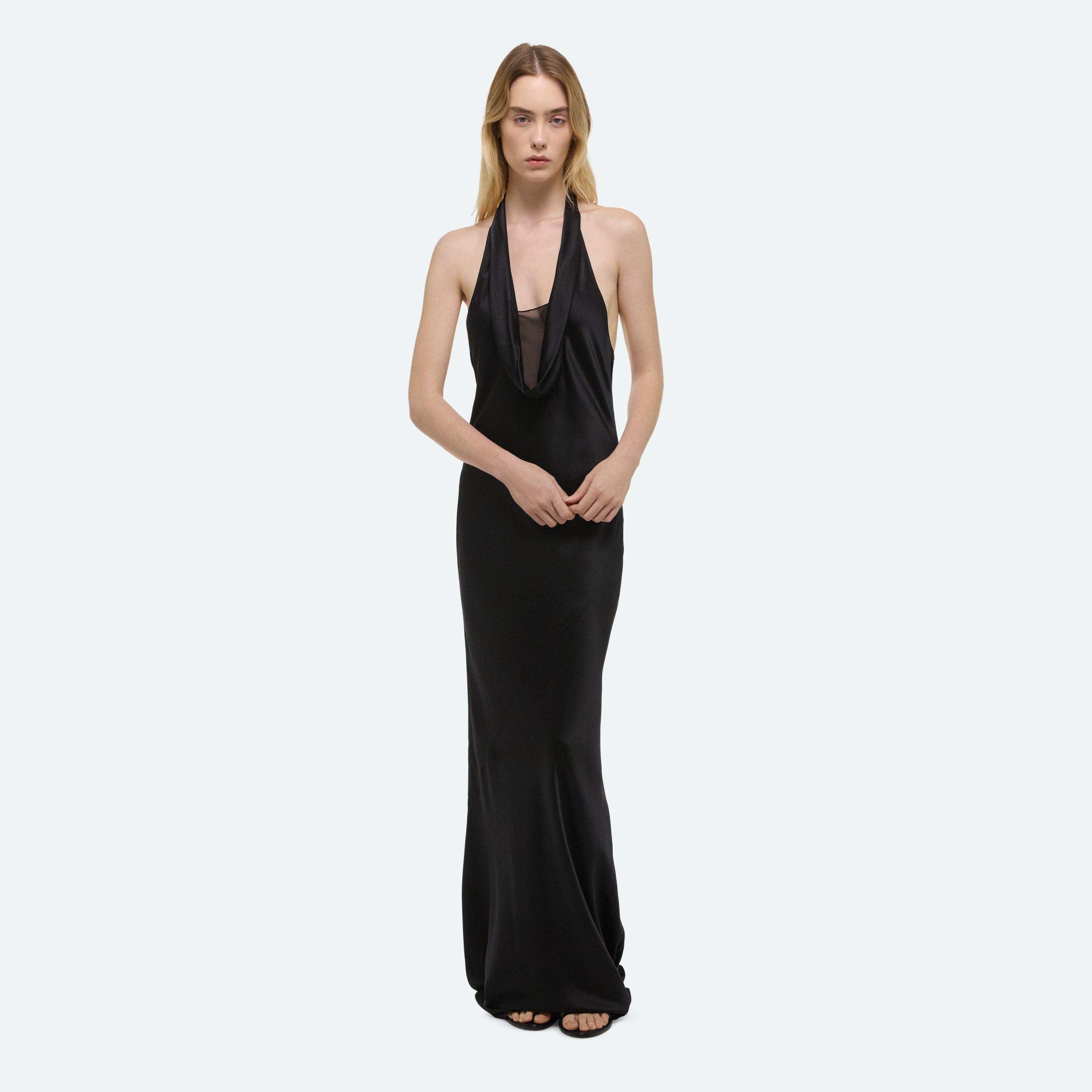 Helmut Lang Silk U-neck Dress In Black