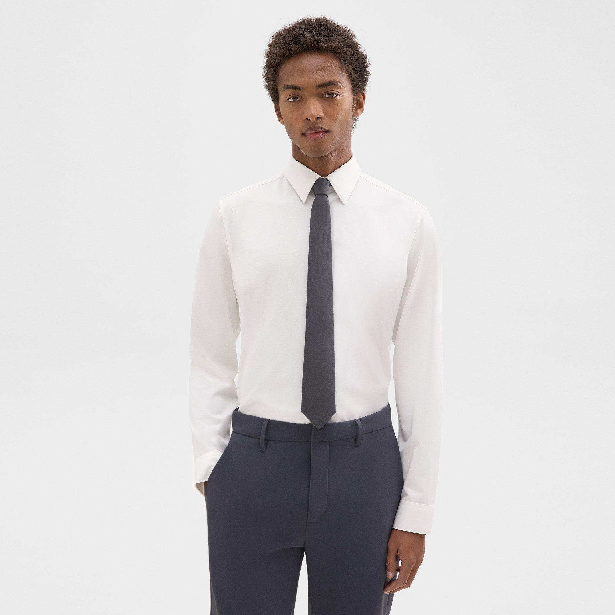 Shop Theory Roadster Slim Tie In Silk In Chrome