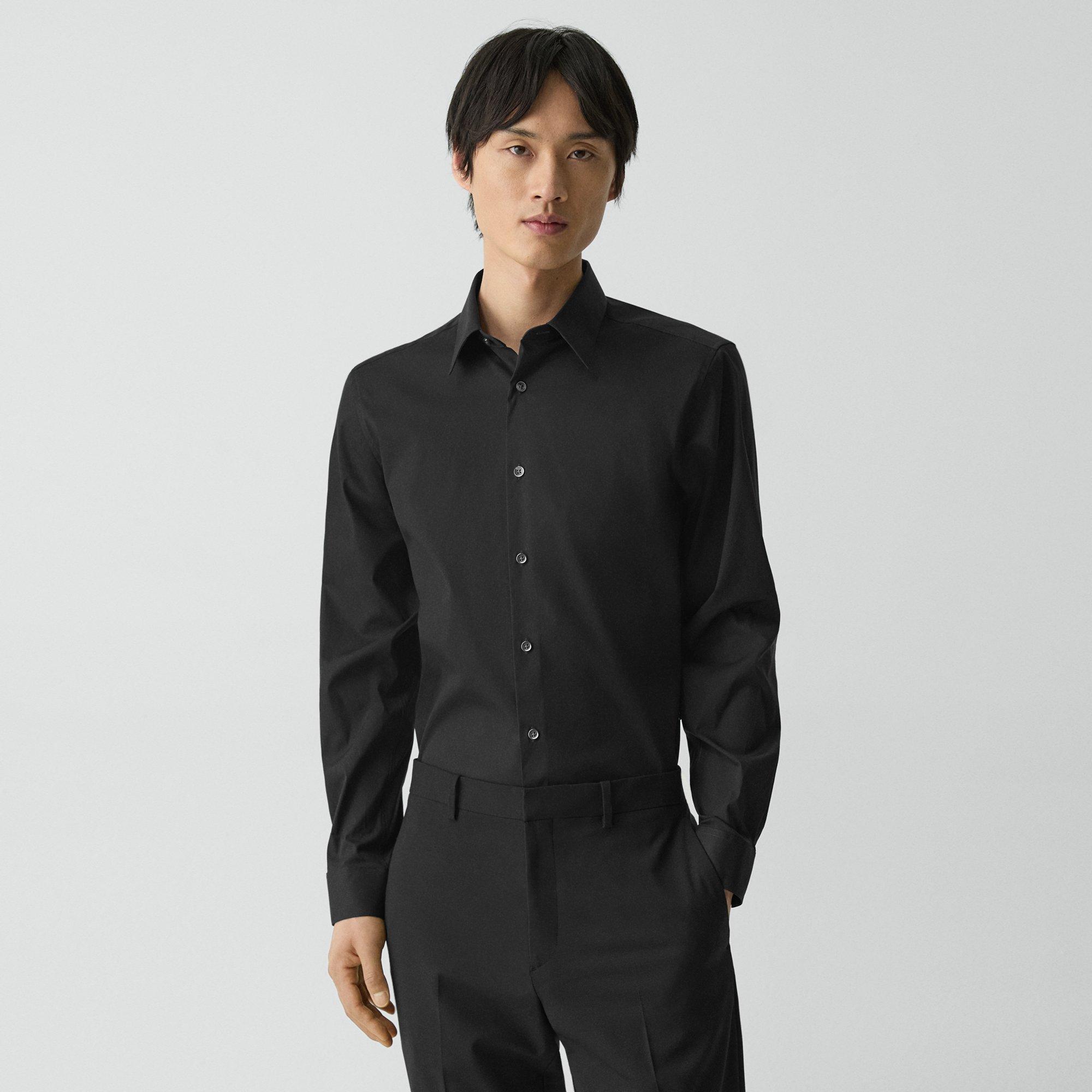 Theory Sylvain Shirt In Good Cotton In Black