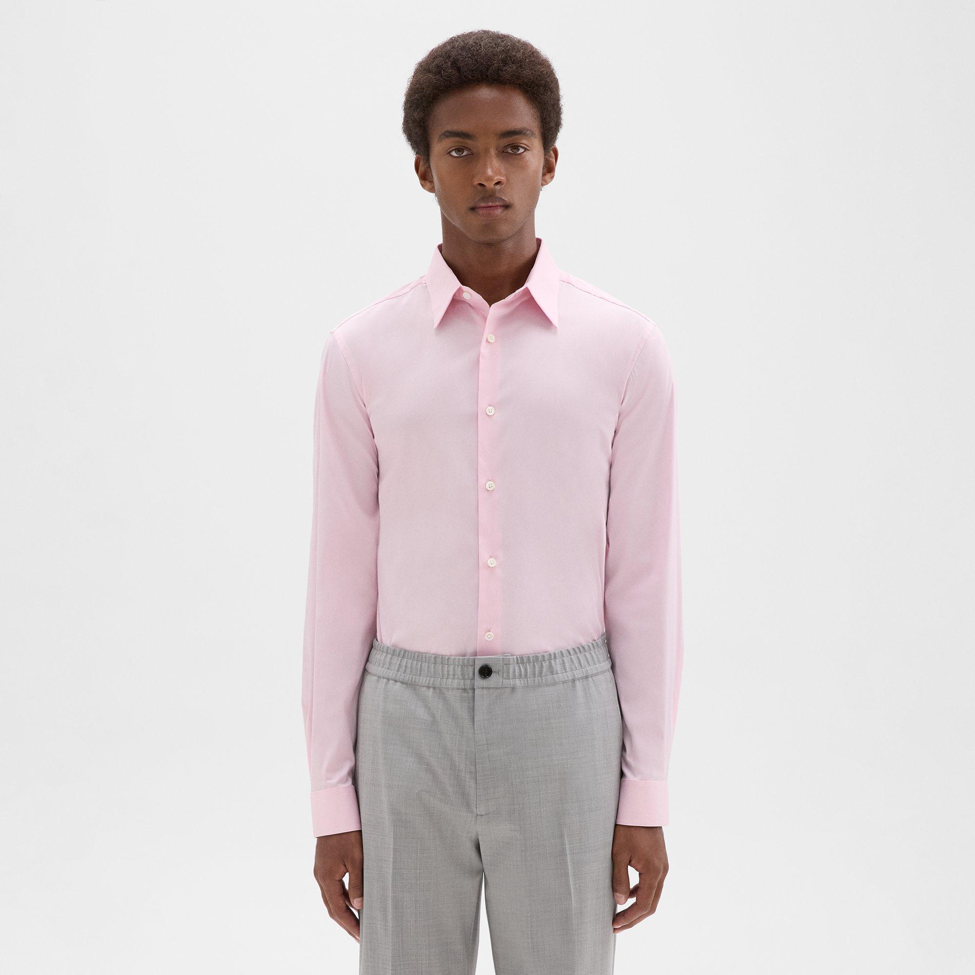 Theory Sylvain Shirt In Good Cotton In Cradle Pink