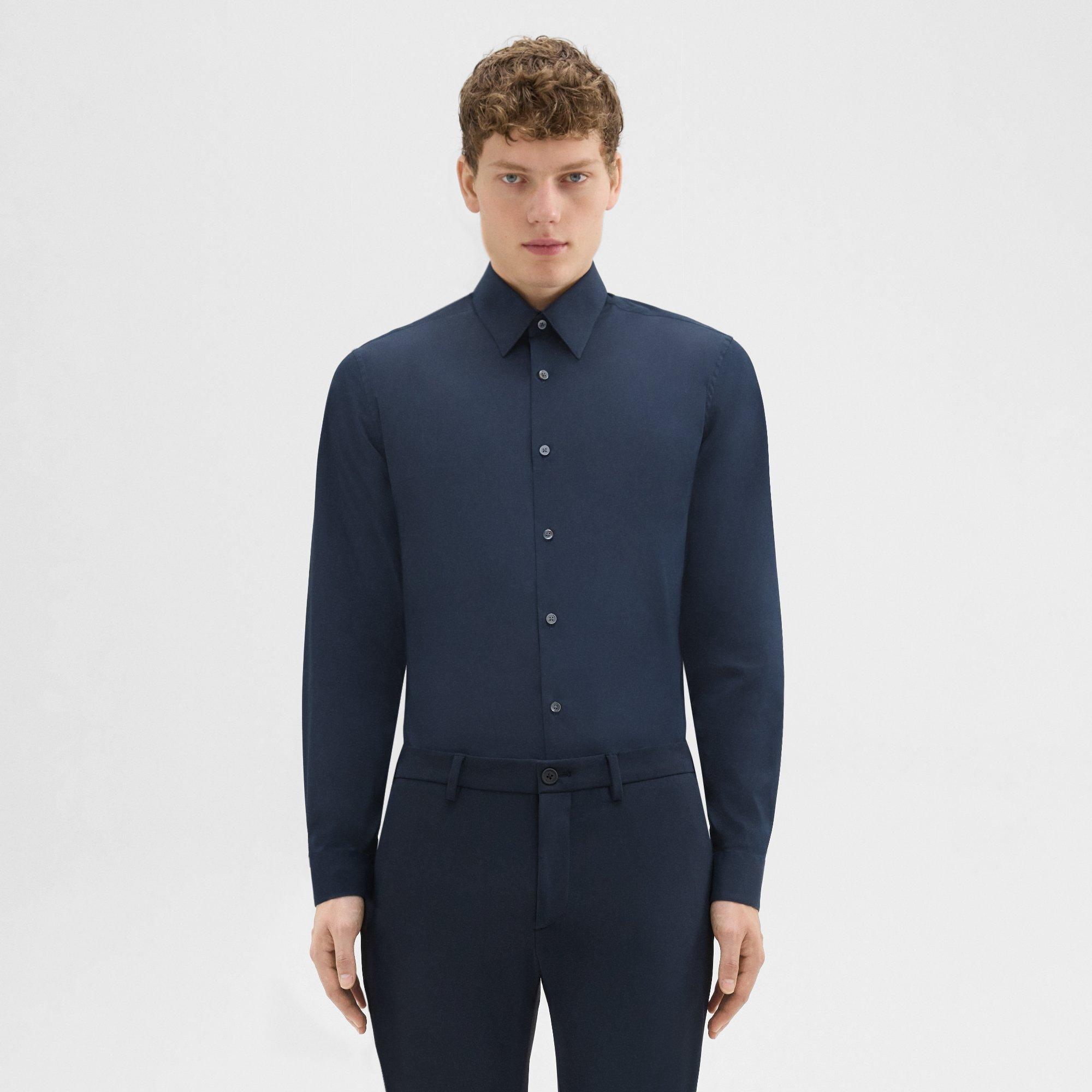 Theory Sylvain Shirt In Good Cotton In Eclipse