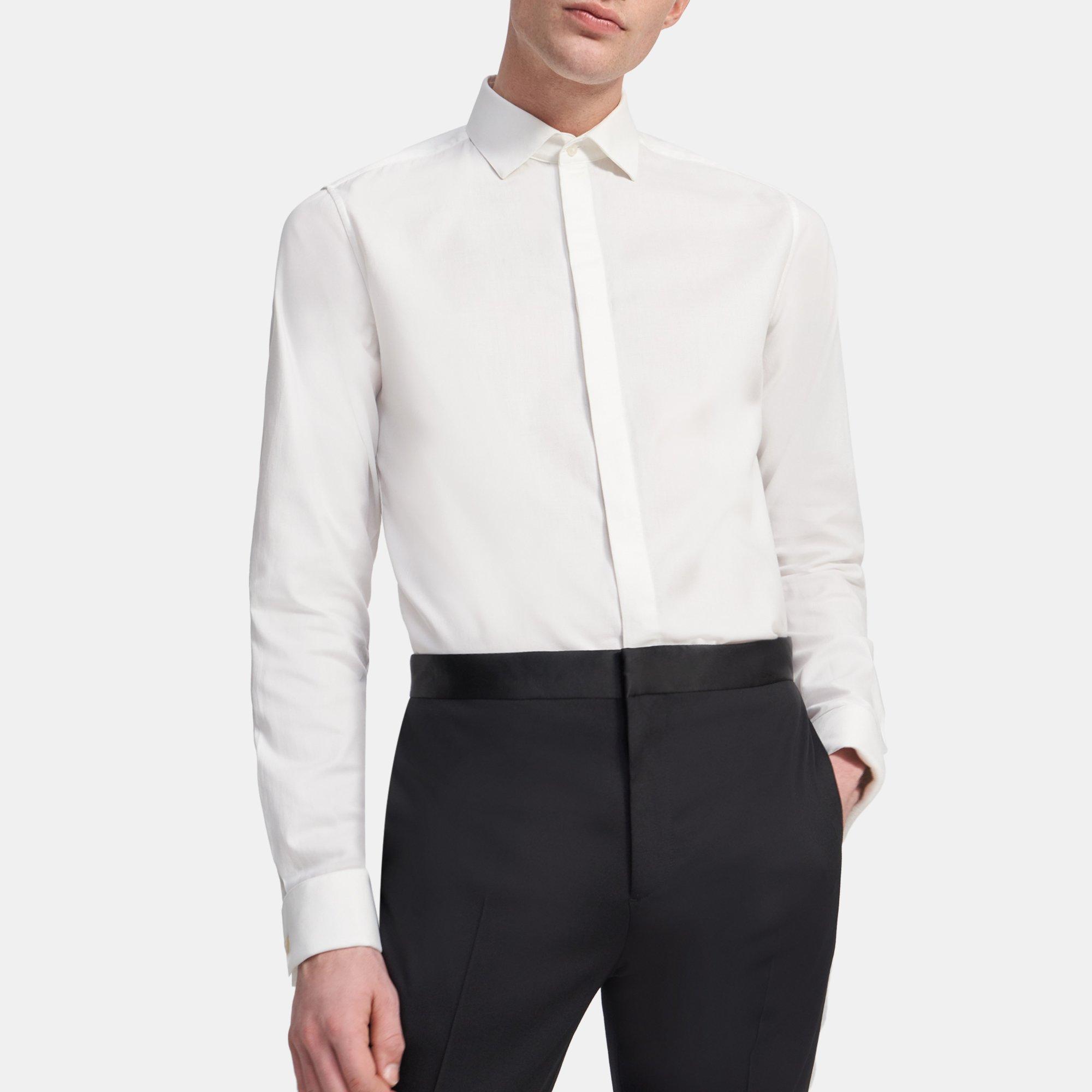 Theory Dover Tuxedo Shirt In Cotton In White