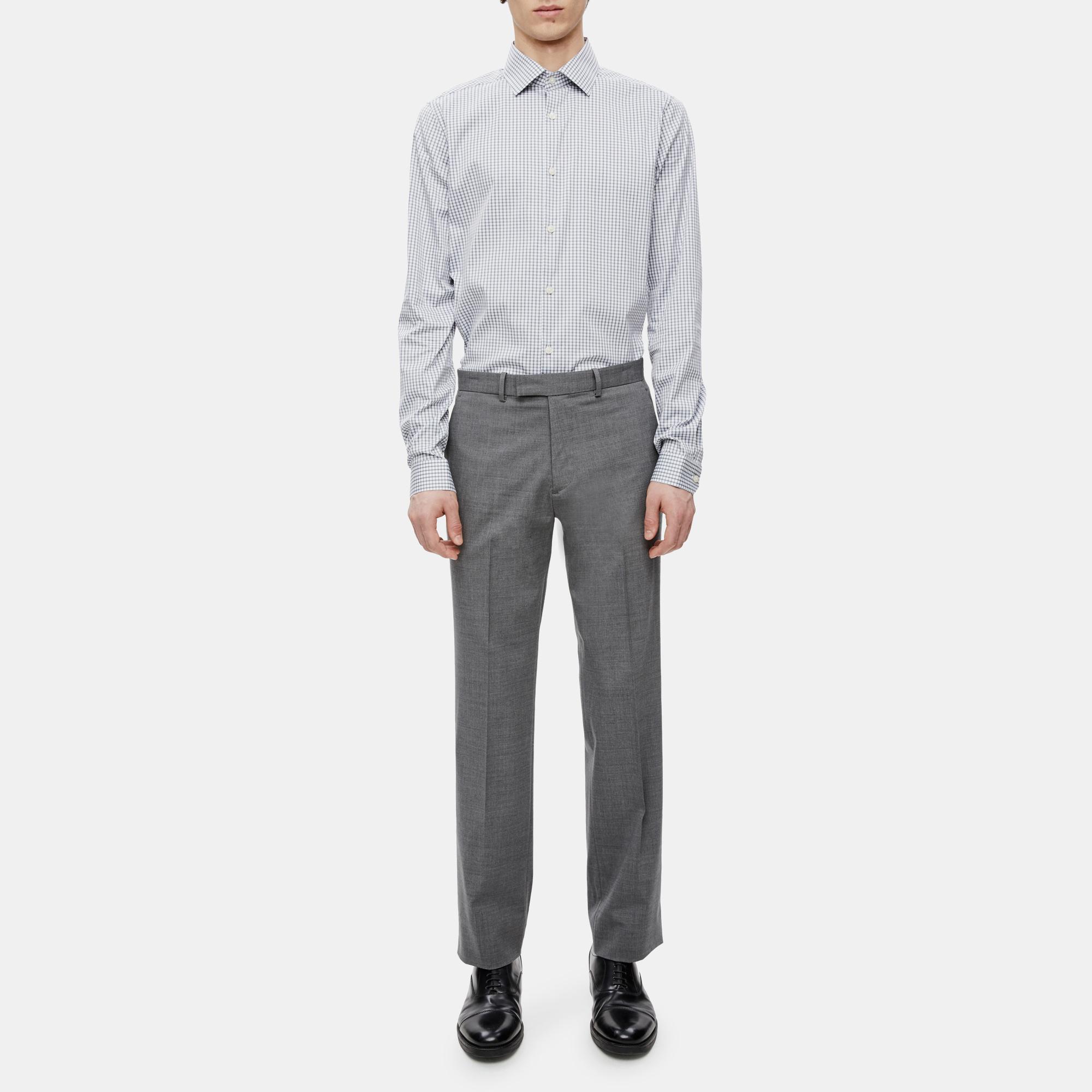 Theory Straight-fit Suit Pant In Fine Wool In Silver