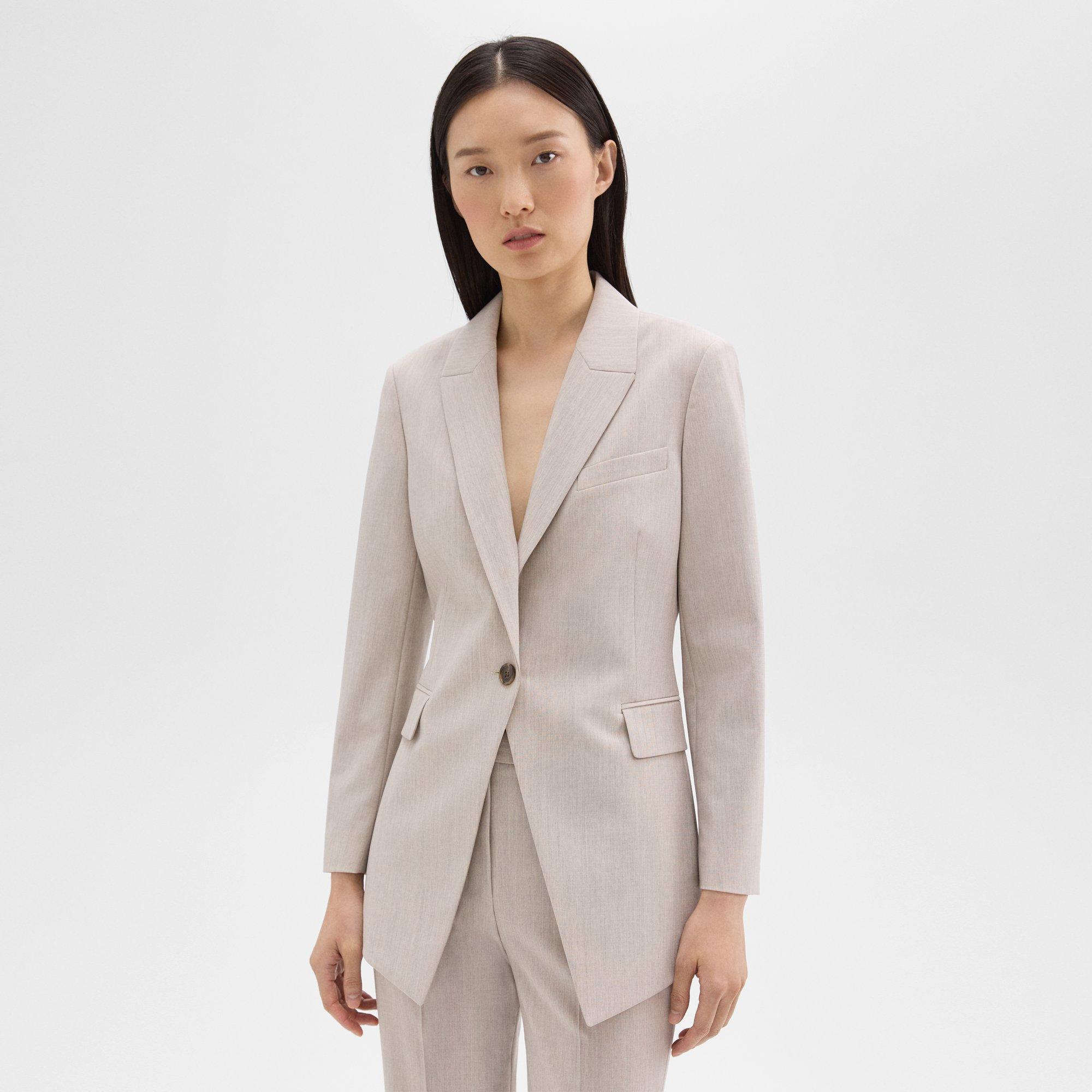 Theory Etiennette Blazer In Good Wool In Sand Melange