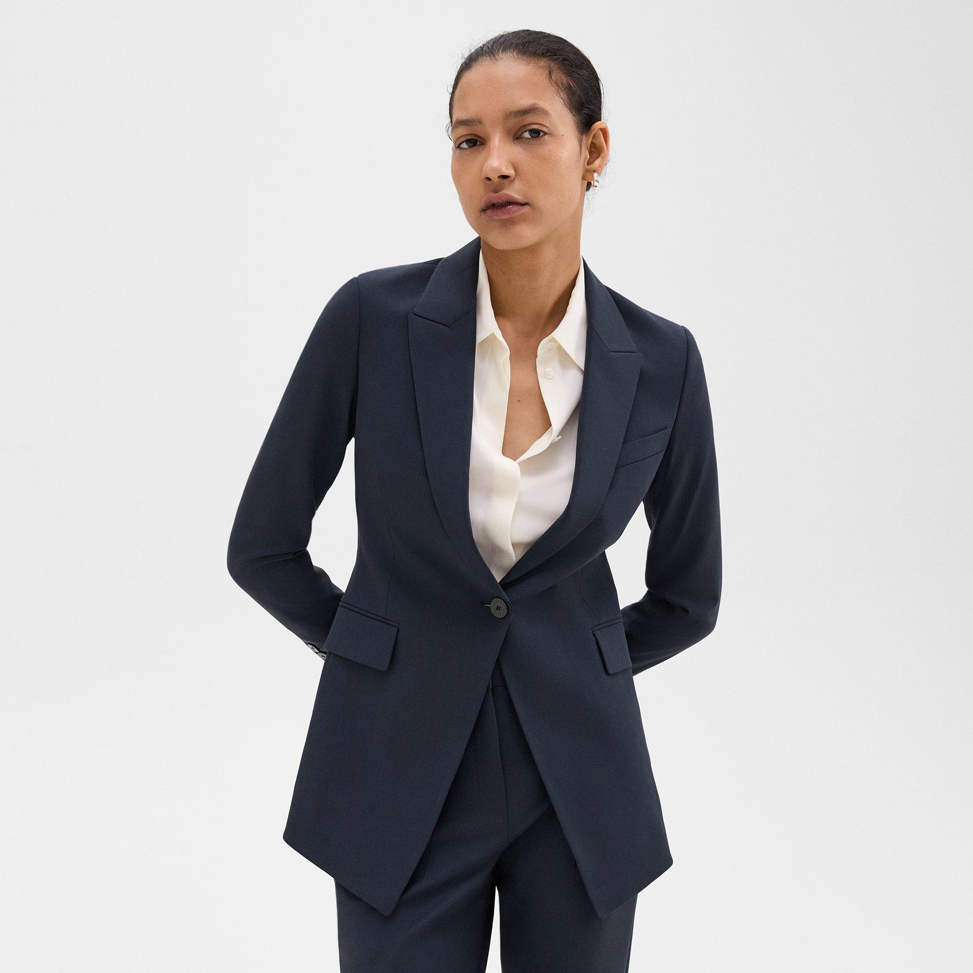 Shop Theory Etiennette Blazer In Good Wool In Nocturne Navy