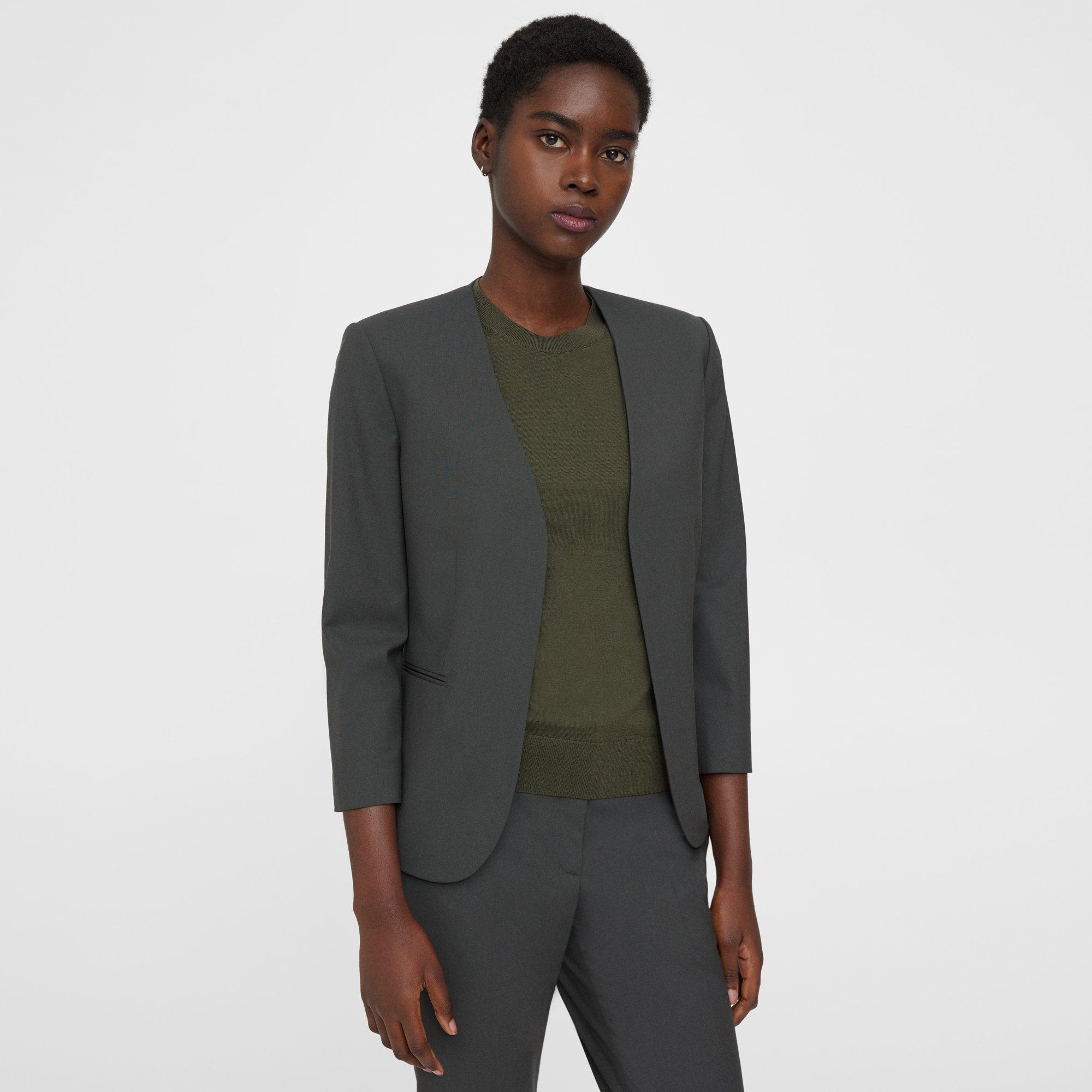 Theory Lindrayia Blazer In Good Wool In Deep Green