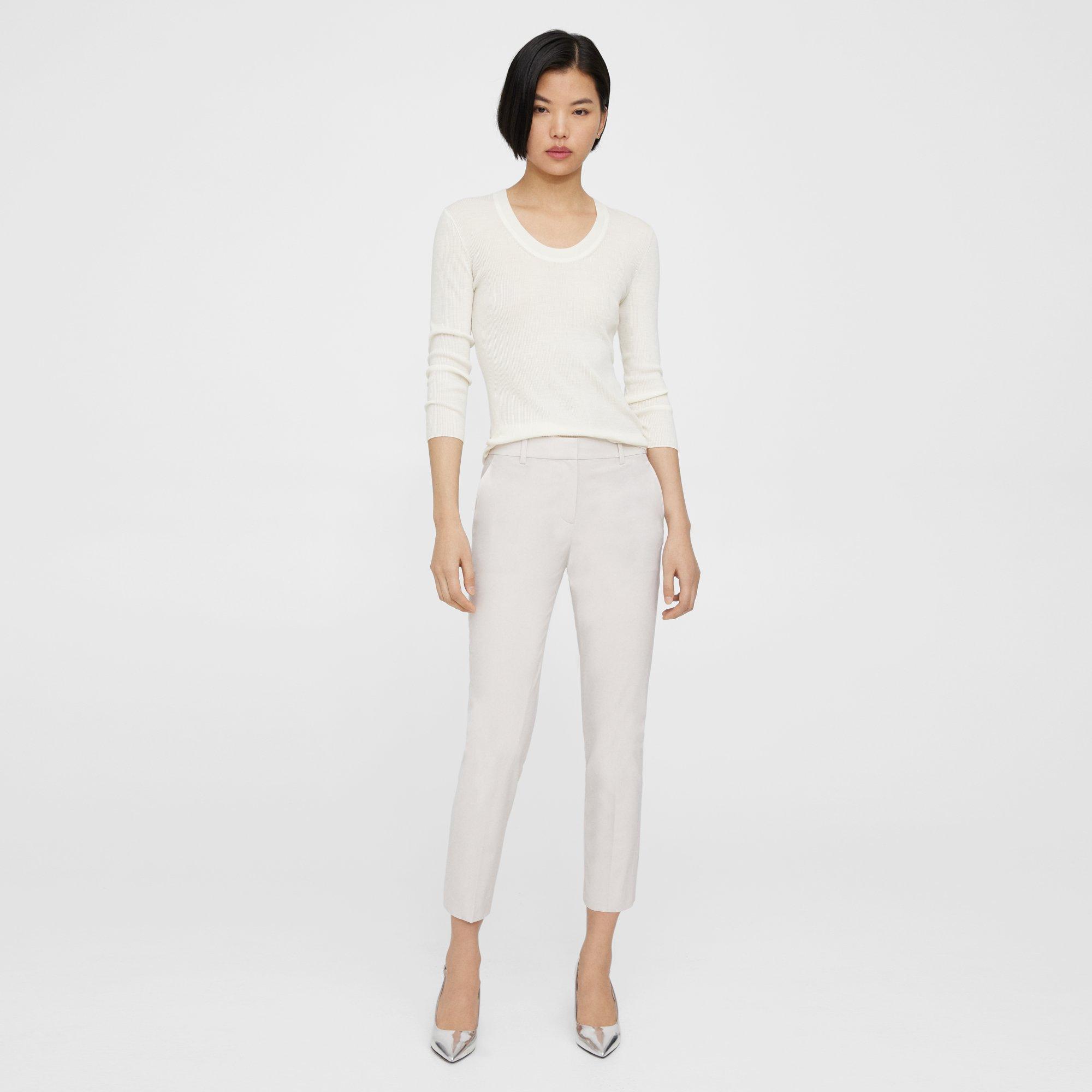 Theory Treeca Pant In Good Wool In Sand