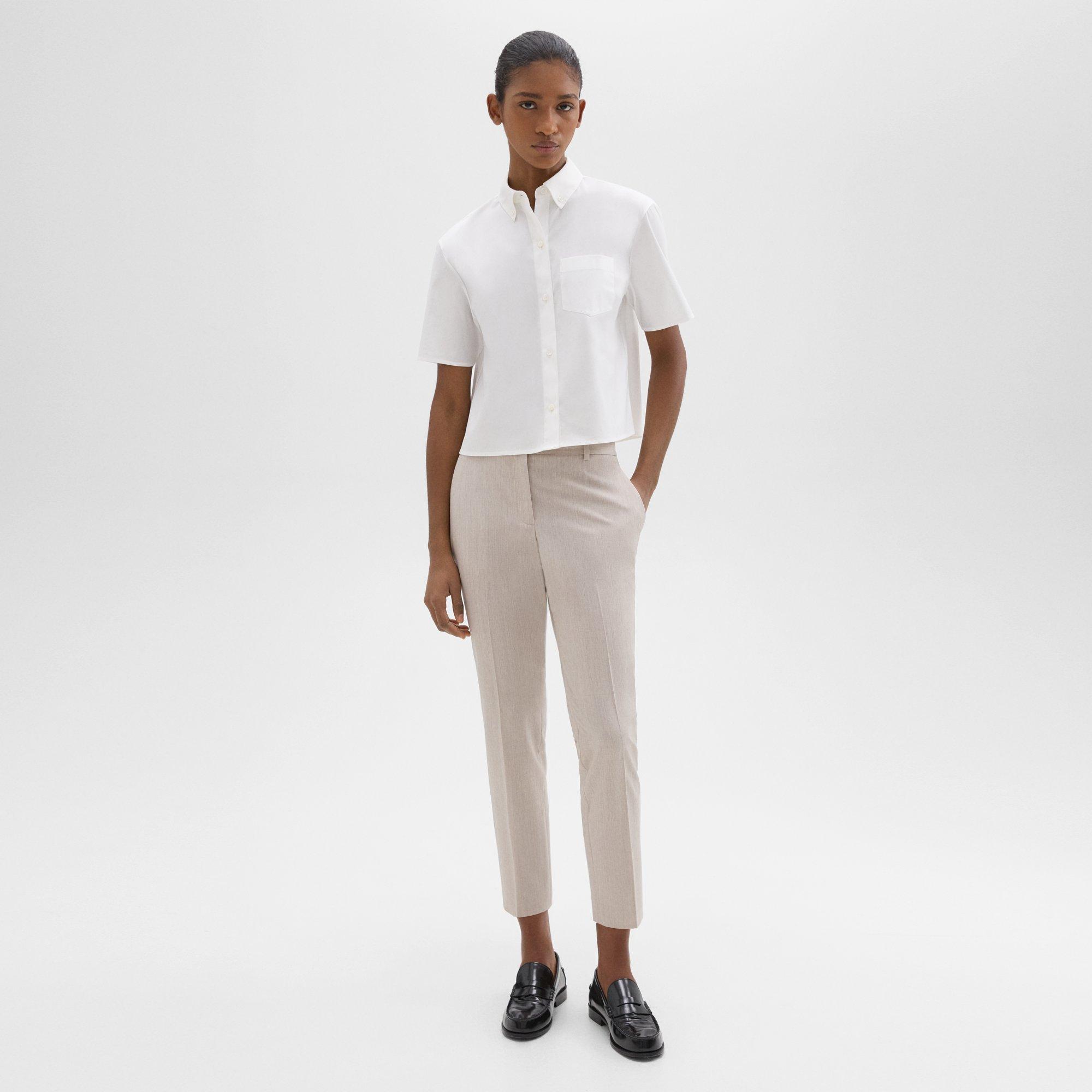 Theory Treeca Pant In Good Wool In Sand Melange