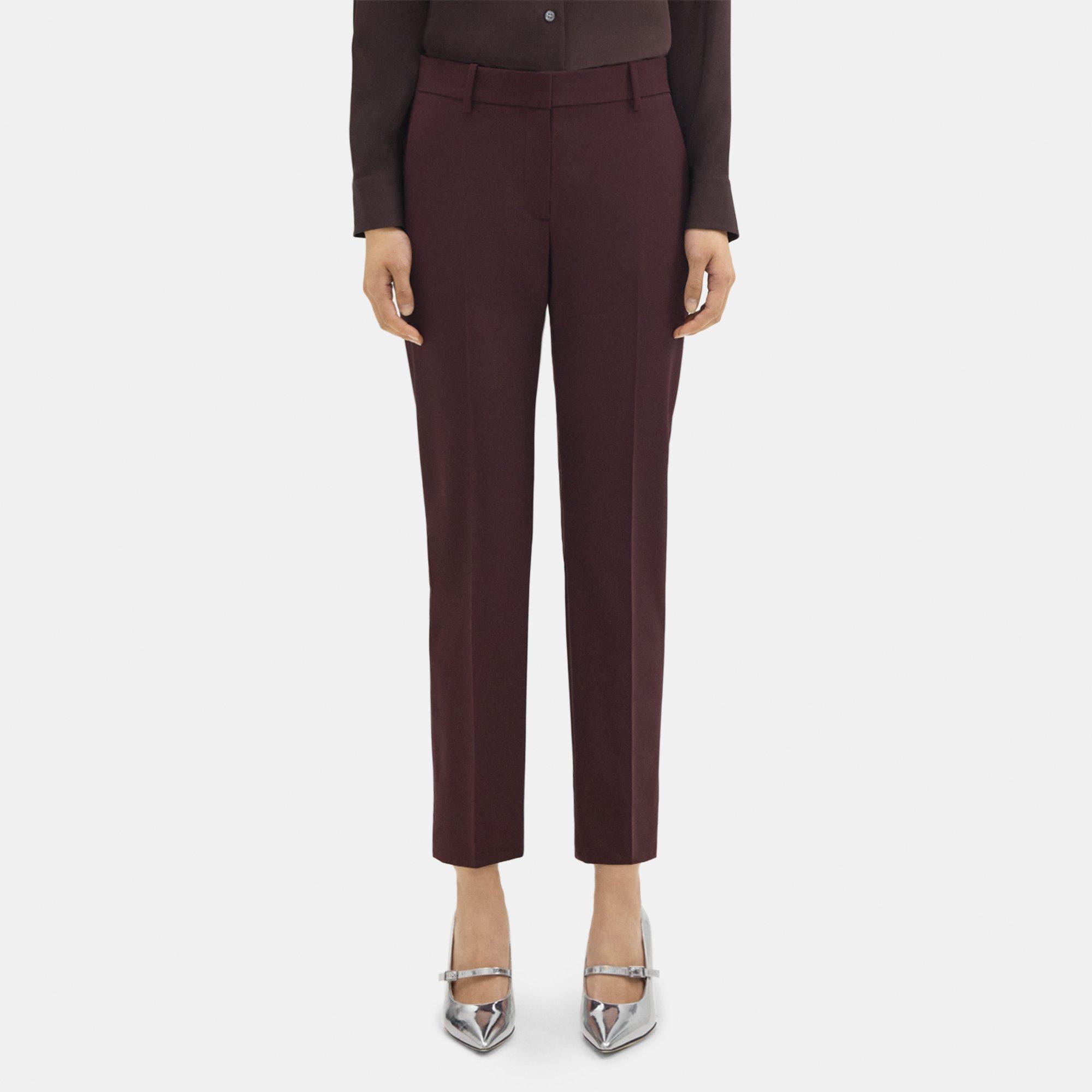 Theory Treeca Pant In Good Wool In Malbec