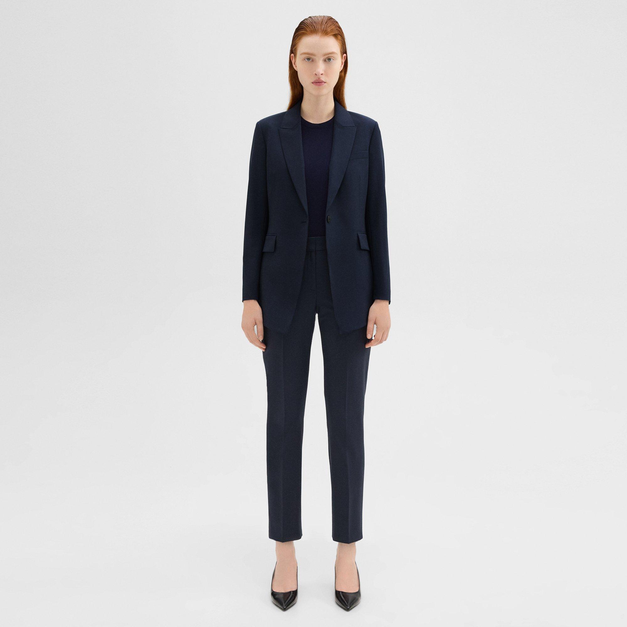 Theory Treeca Pant In Good Wool In Nocturne Navy