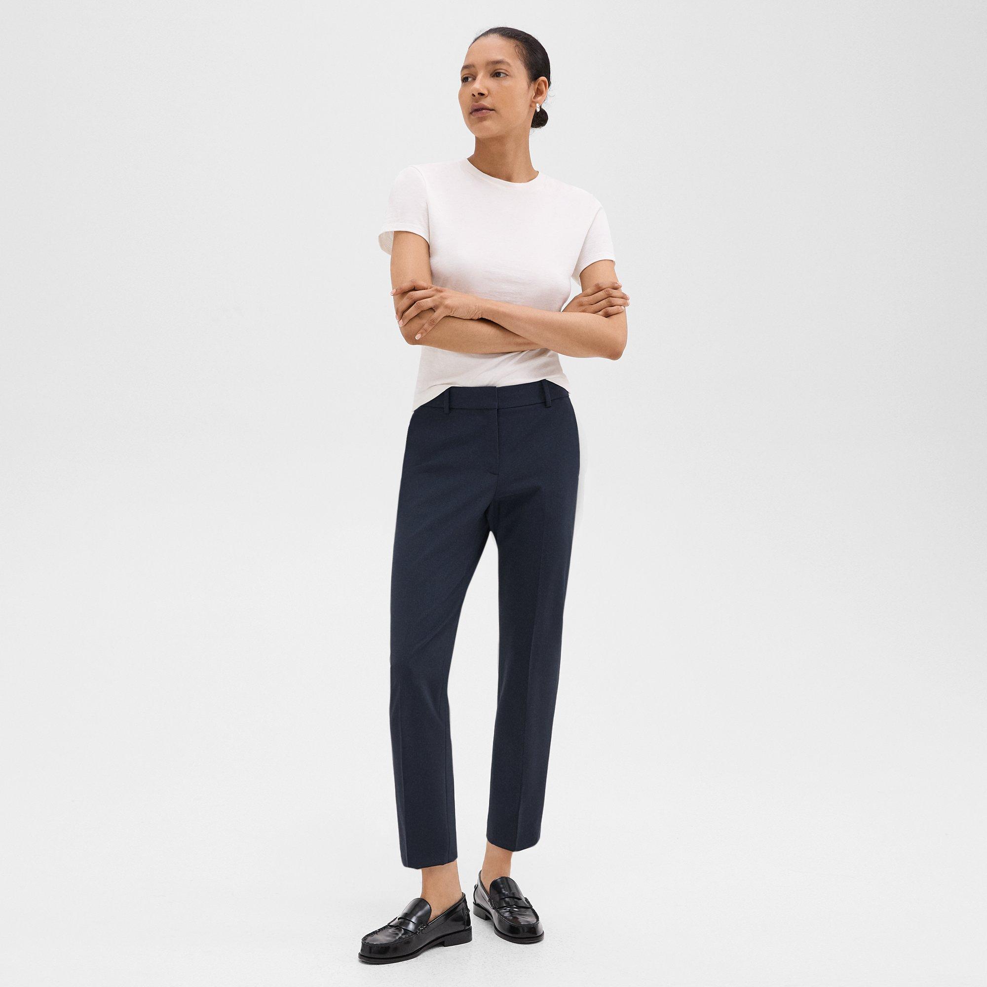 Theory Treeca Pant In Good Wool In Nocturne Navy