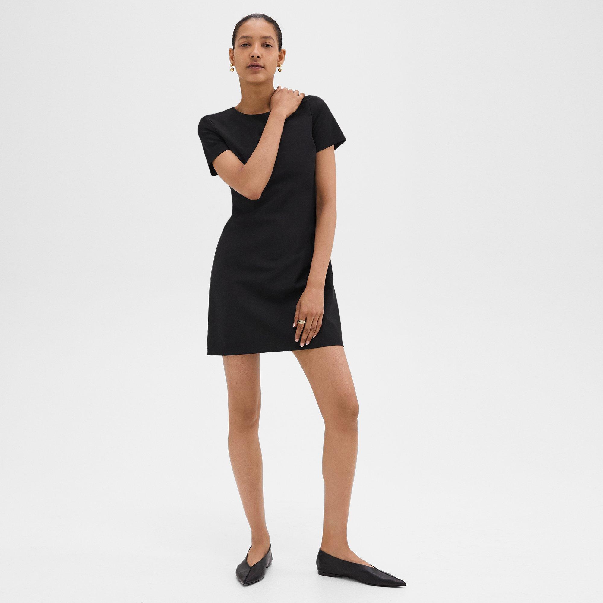 Theory Sheath Dress In Good Wool In Black