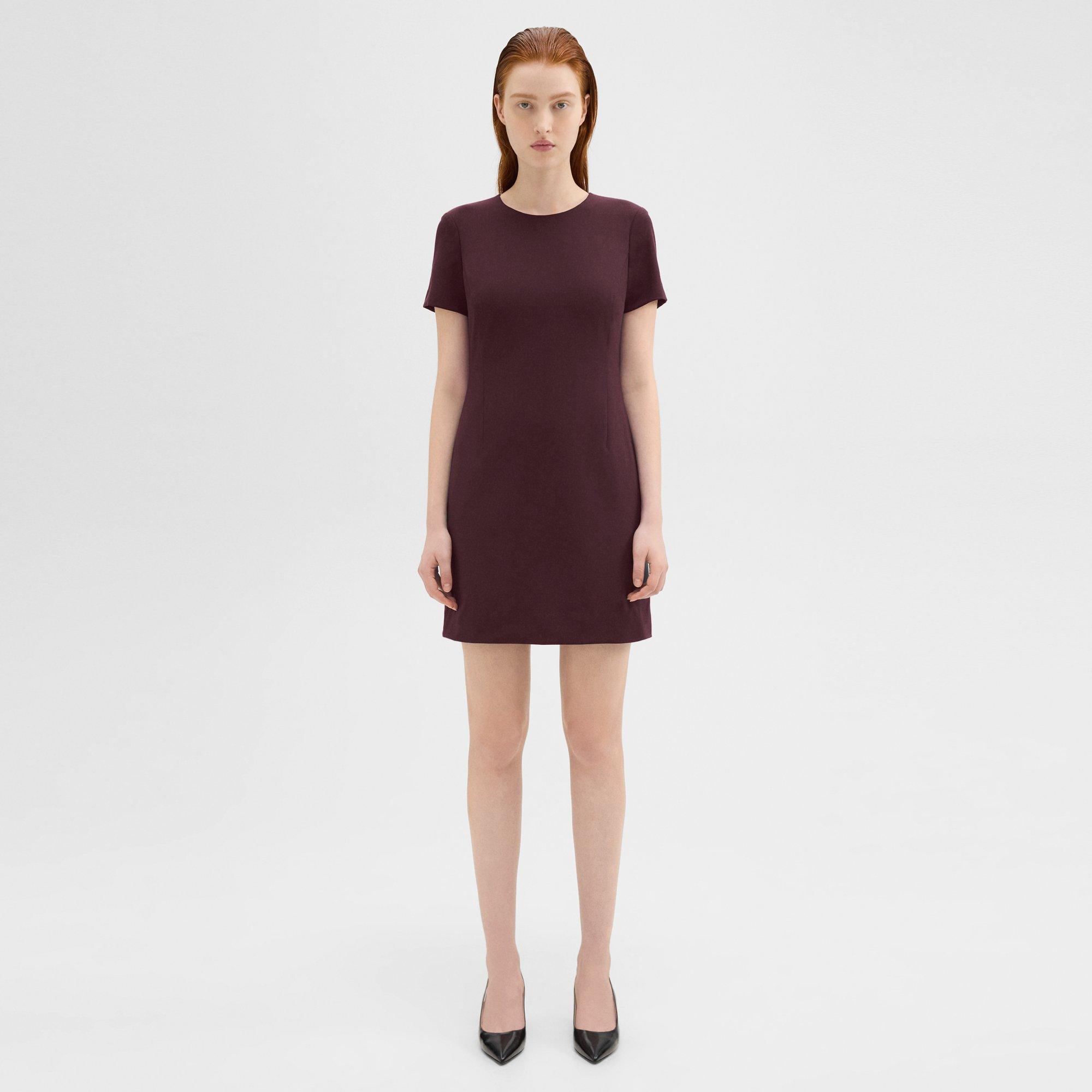 Theory Sheath Dress In Good Wool In Malbec