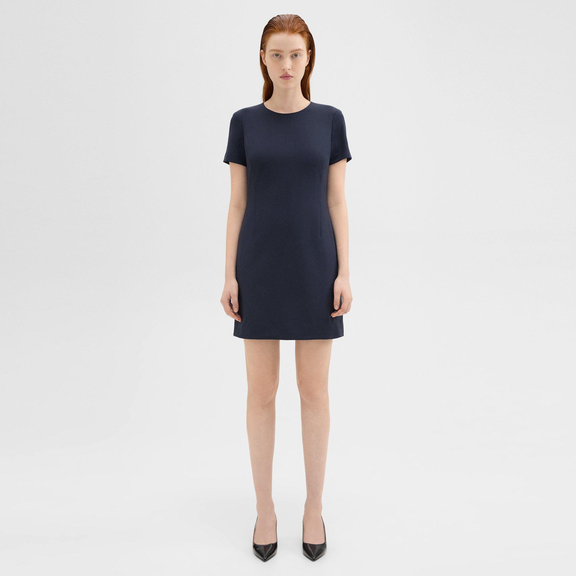 Theory Sheath Dress In Good Wool In Nocturne Navy