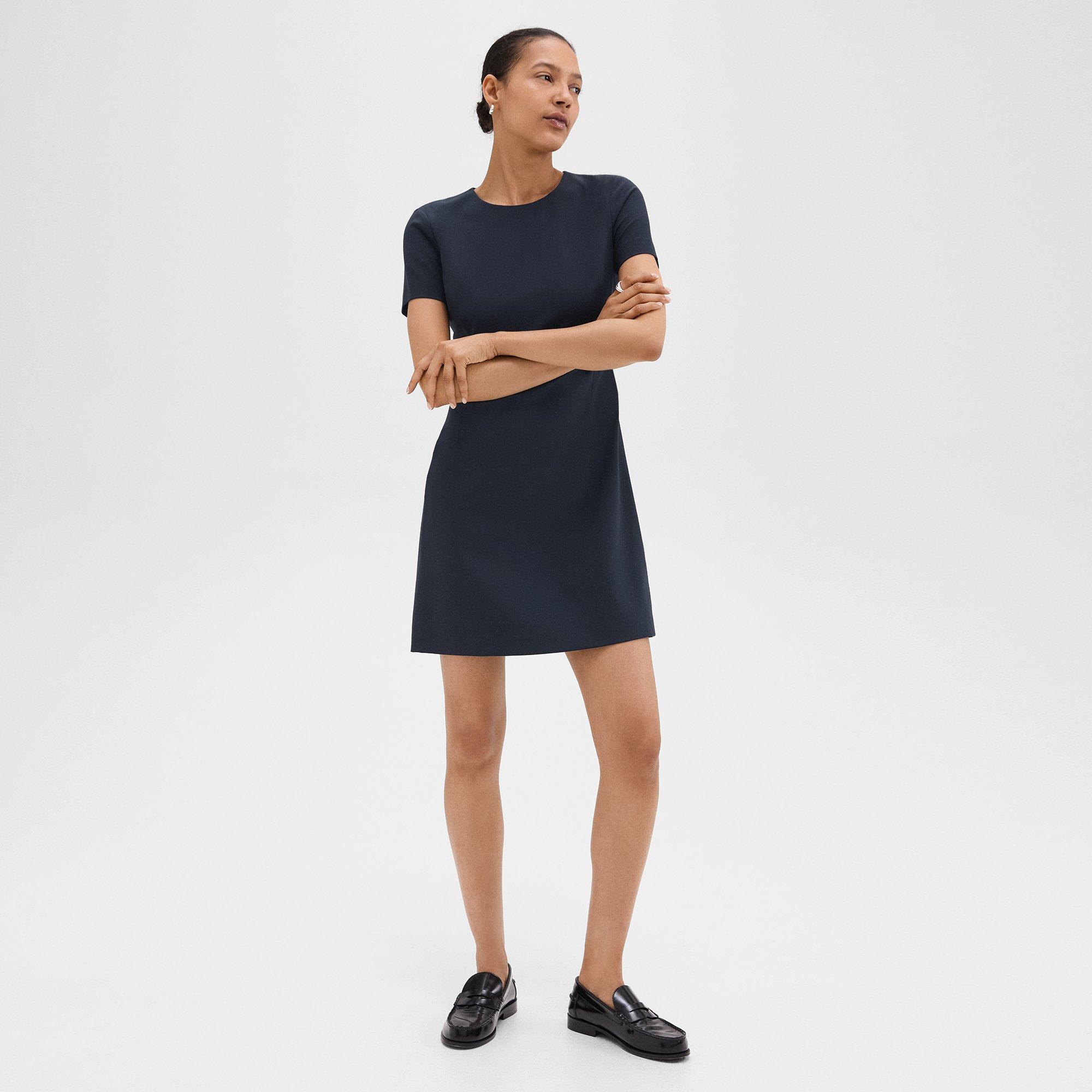 Theory Sheath Dress In Good Wool In Nocturne Navy