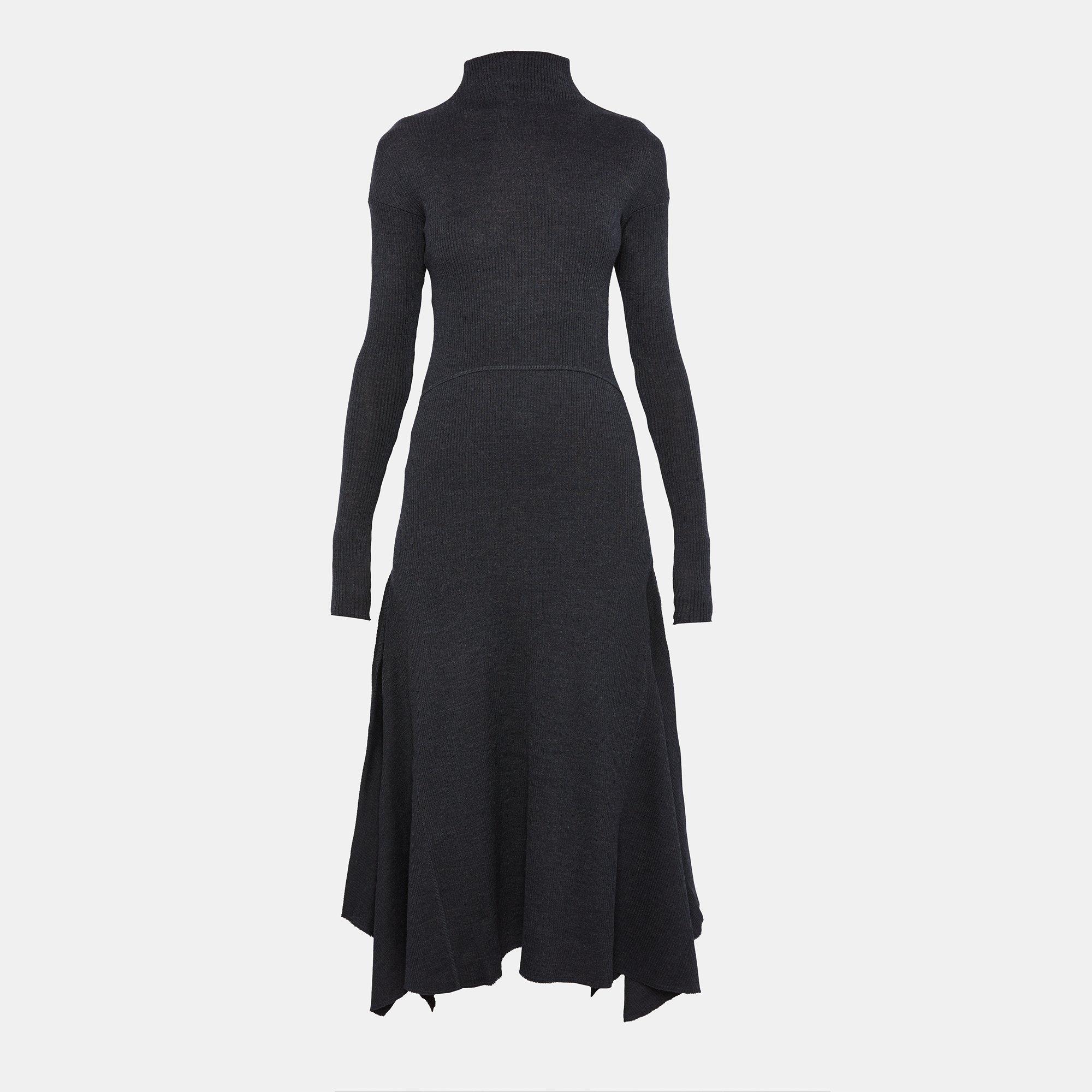 theory ribbed flounce midi dress