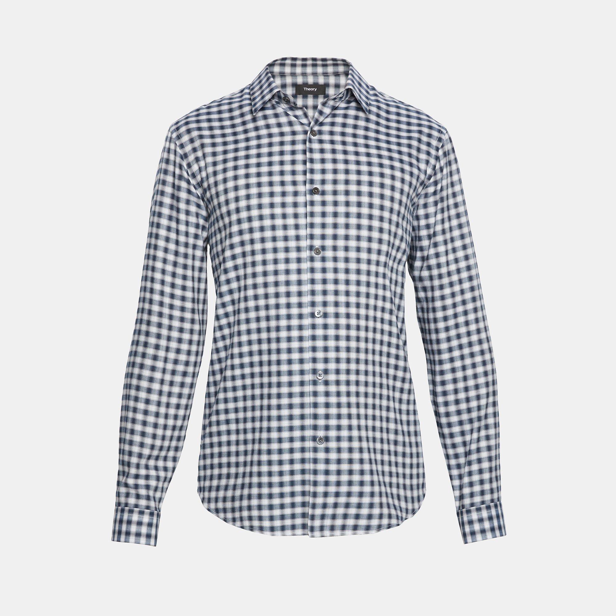 Cotton Check Clean Shirt Theory