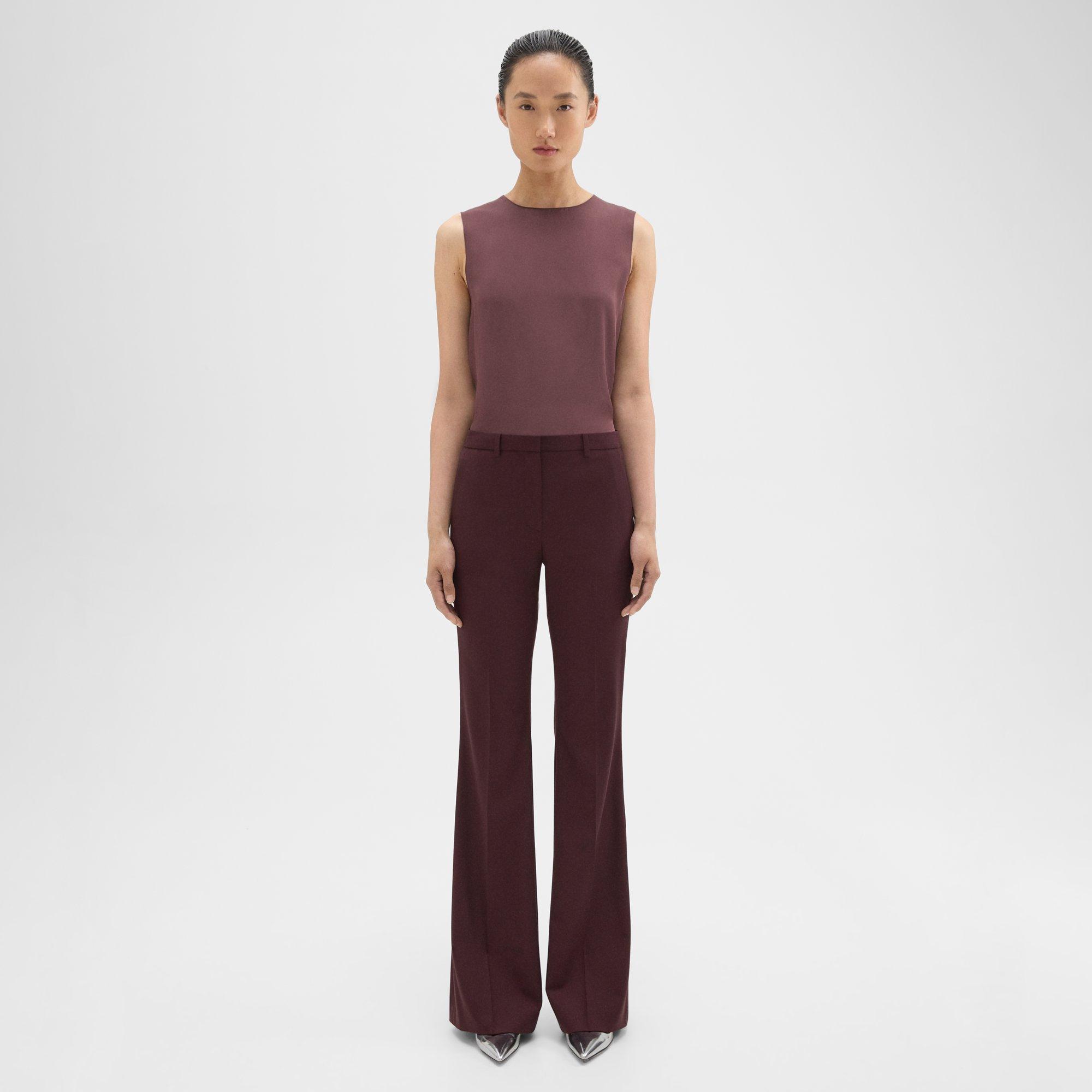 Theory Demitria Pant In Good Wool In Malbec