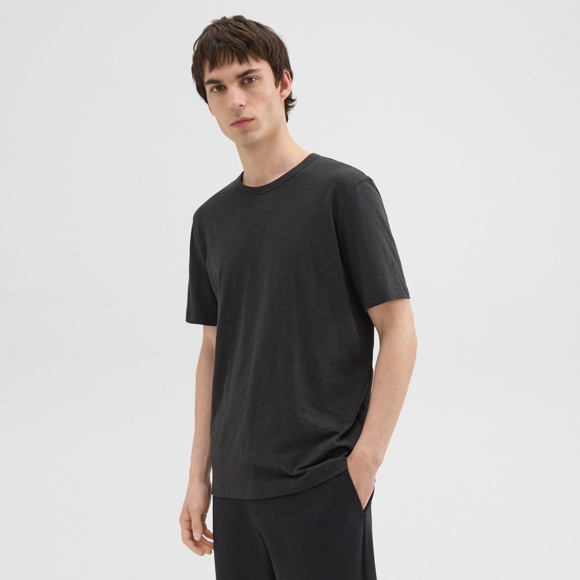 Shop Theory Essential Tee In Cosmos Slub Cotton In Black