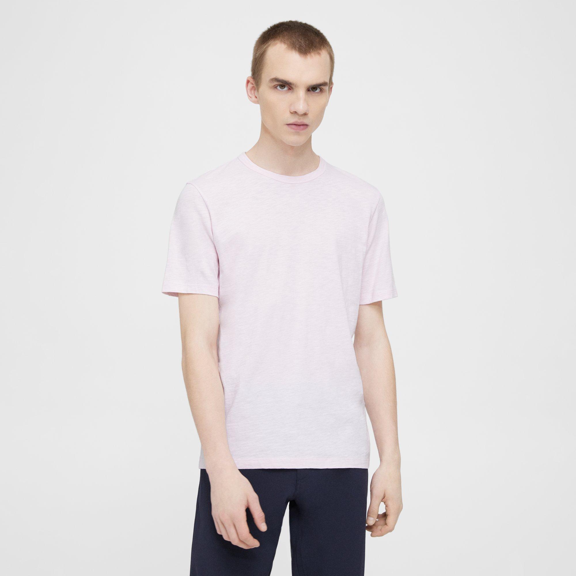 Theory Essential Tee In Cosmos Slub Cotton In Cradle Pink