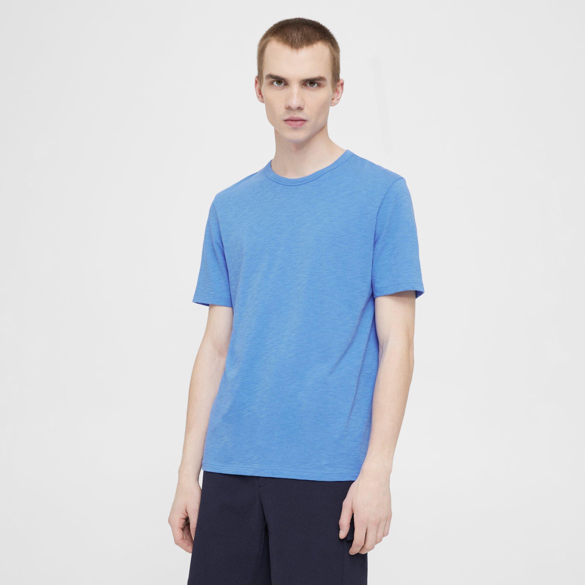 Theory Men's Essential Short-sleeve Cotton T-shirt In Palace Blue