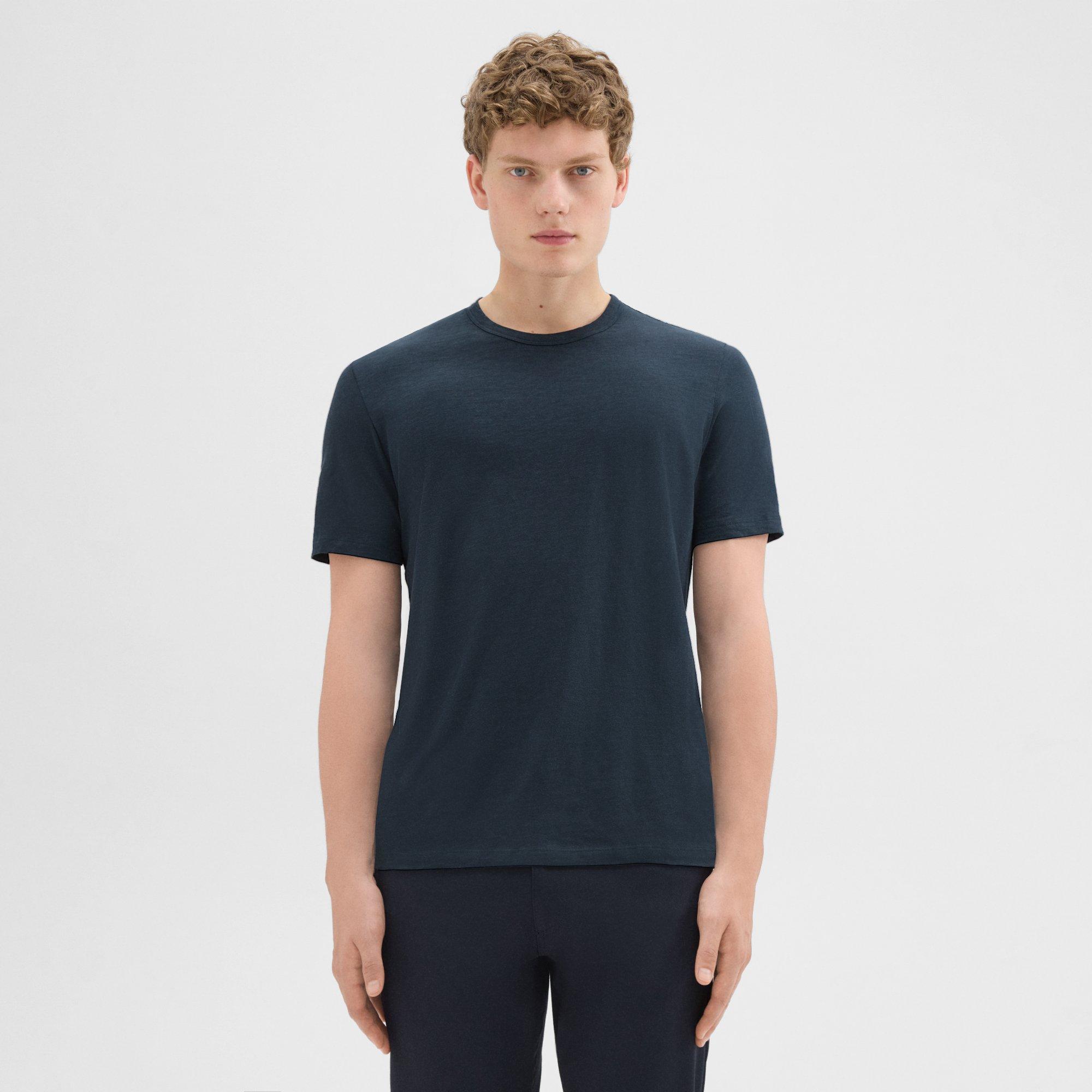 Theory Essential Tee In Cosmos Slub Cotton In Eclipse