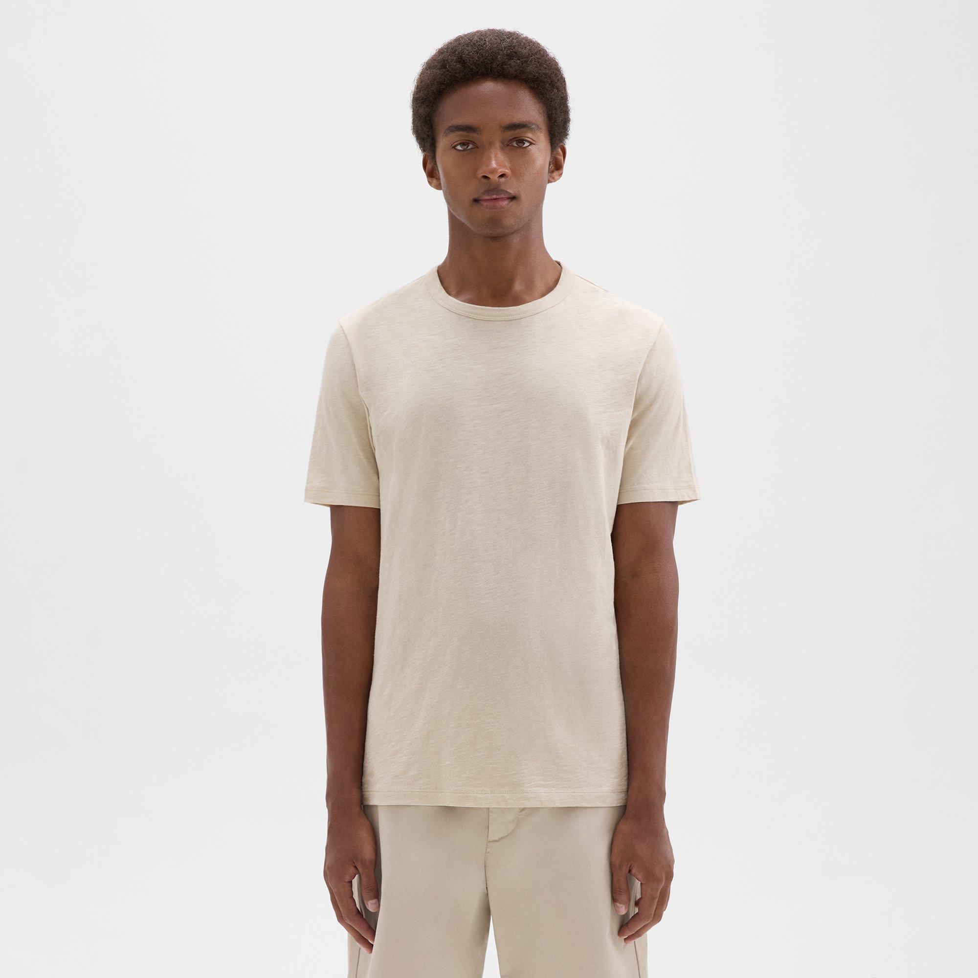 Theory Essential Tee In Cosmos Slub Cotton In Sand