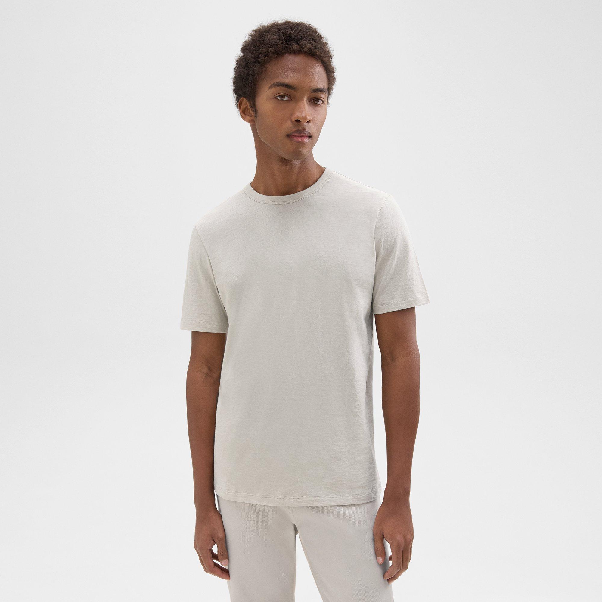 Theory Essential Tee In Cosmos Slub Cotton In Limestone