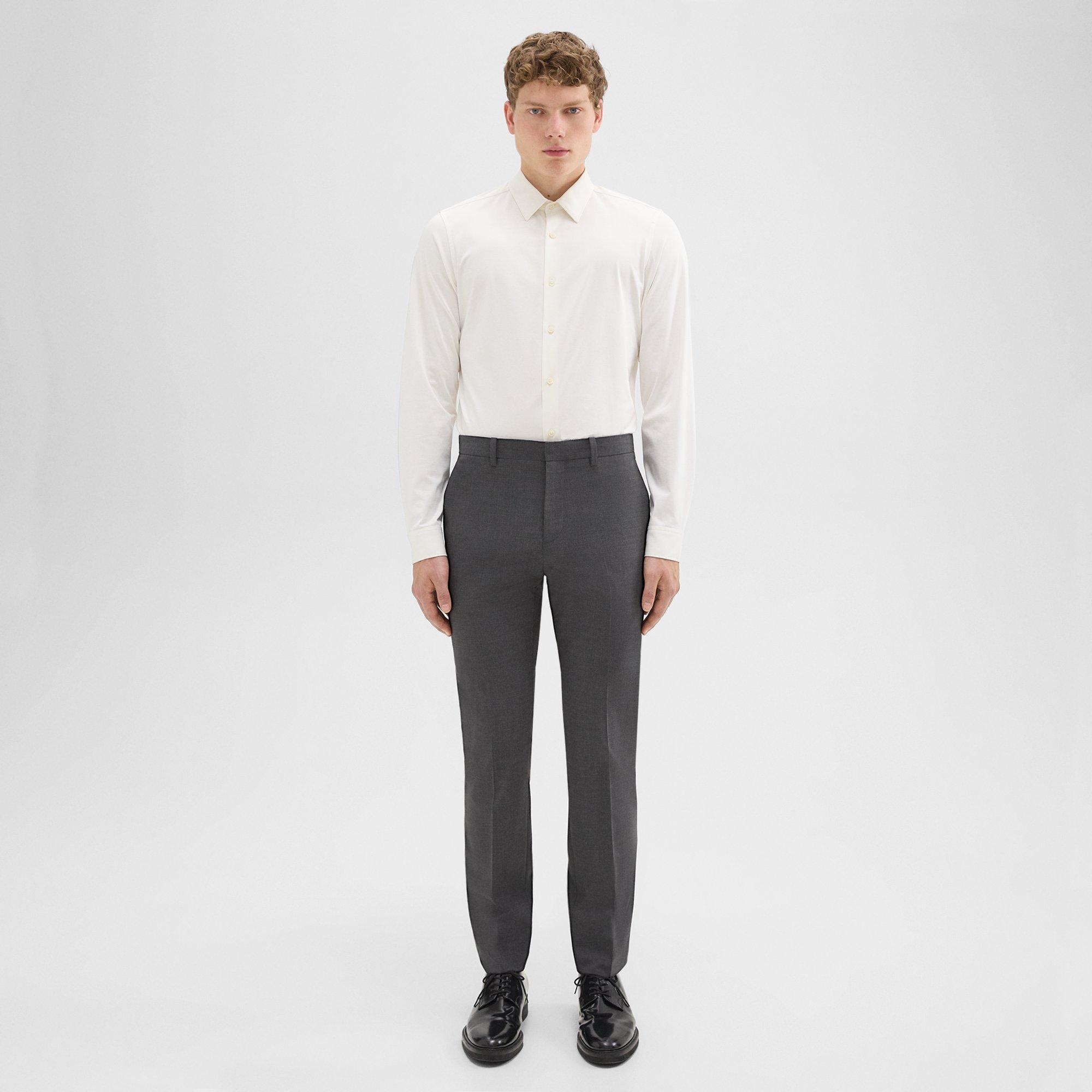 Theory Mayer Pant In Stretch Wool In Medium Charcoal