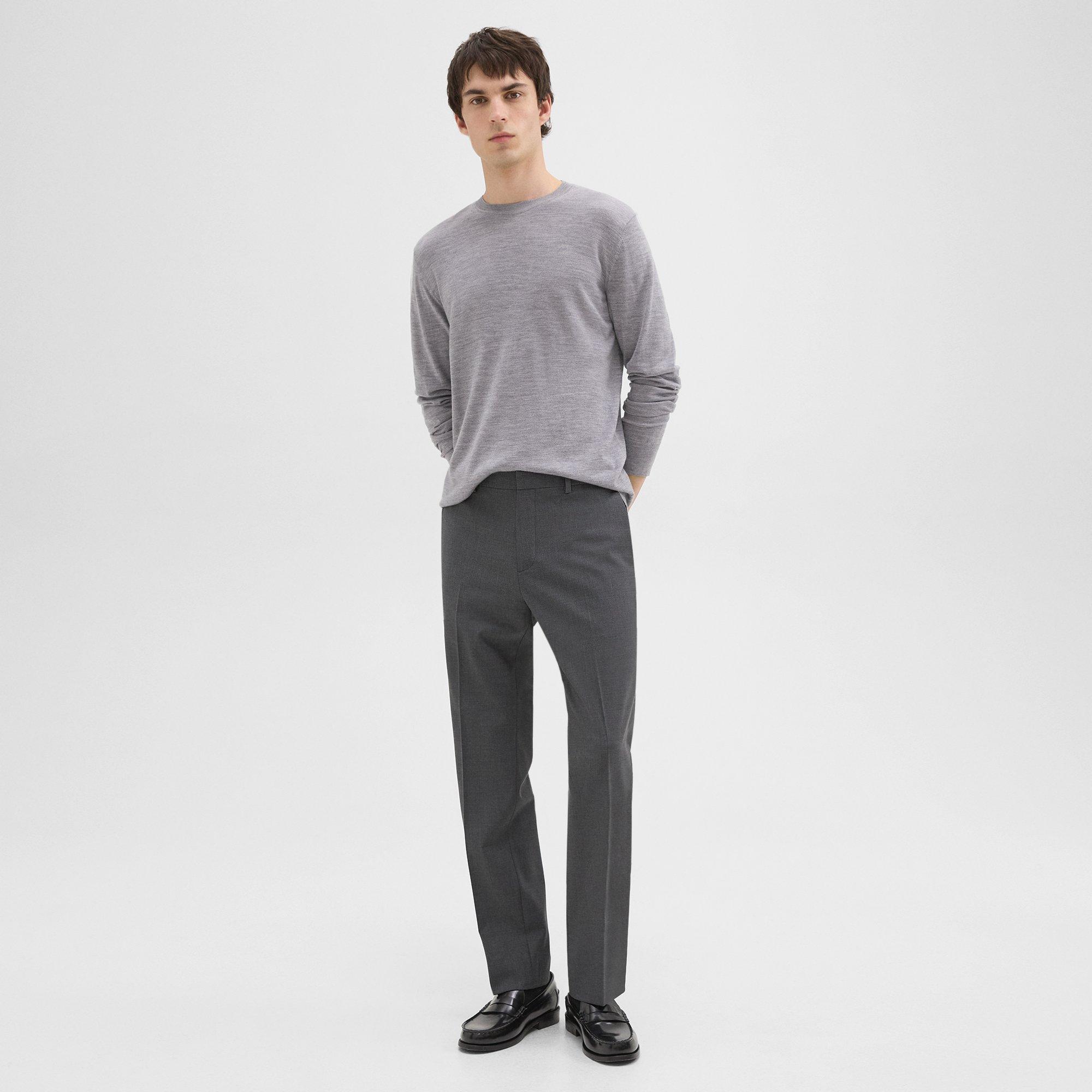 Theory Mayer Pant In Stretch Wool In Medium Charcoal