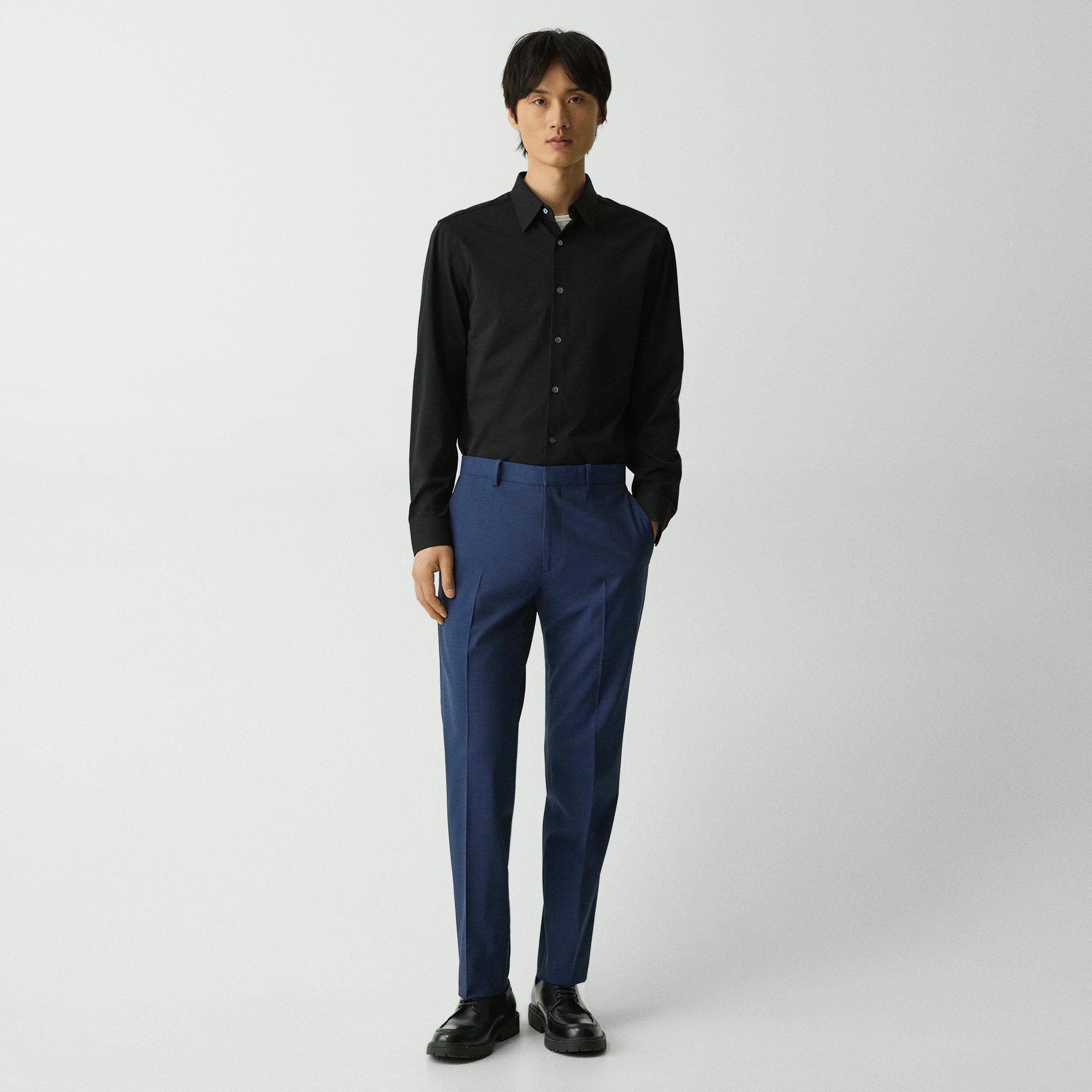 Theory Men's Mayer Pants In Stretch Wool In Navy Multi