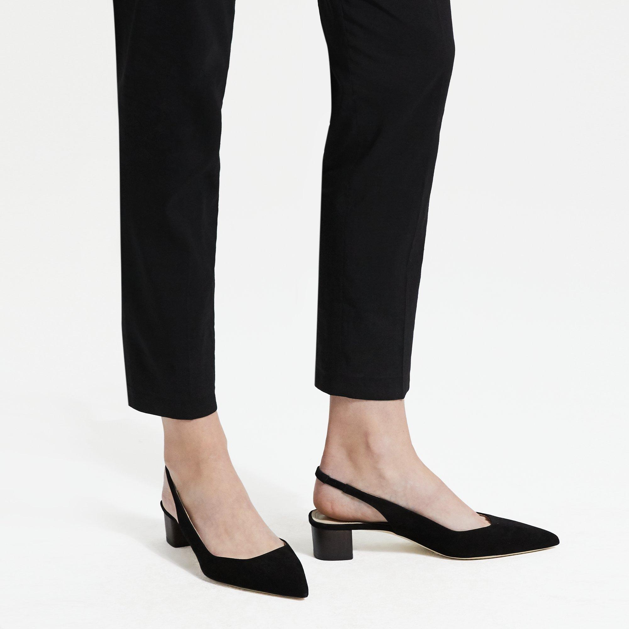 Theory Block Heel Slingback In Suede In Black